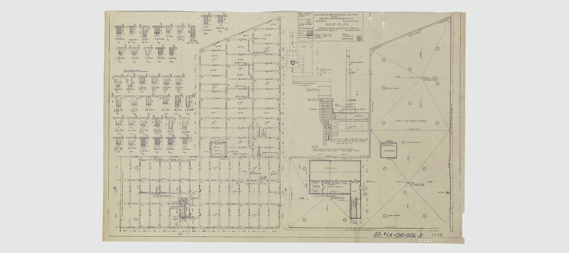 Blueprints of a large warehouse