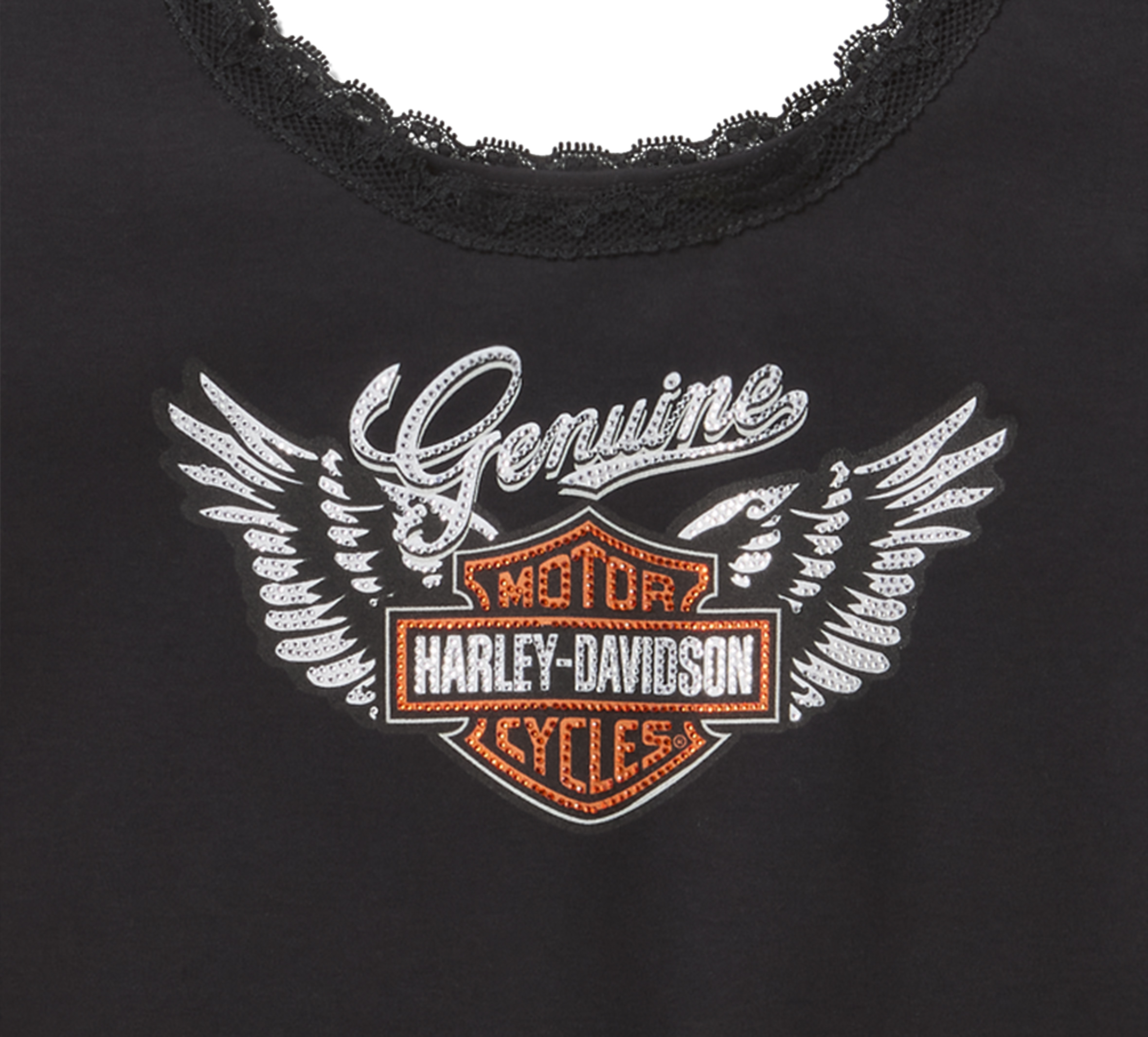 Women's Winged Bling Lace Tank - Harley Black | Harley-Davidson USA