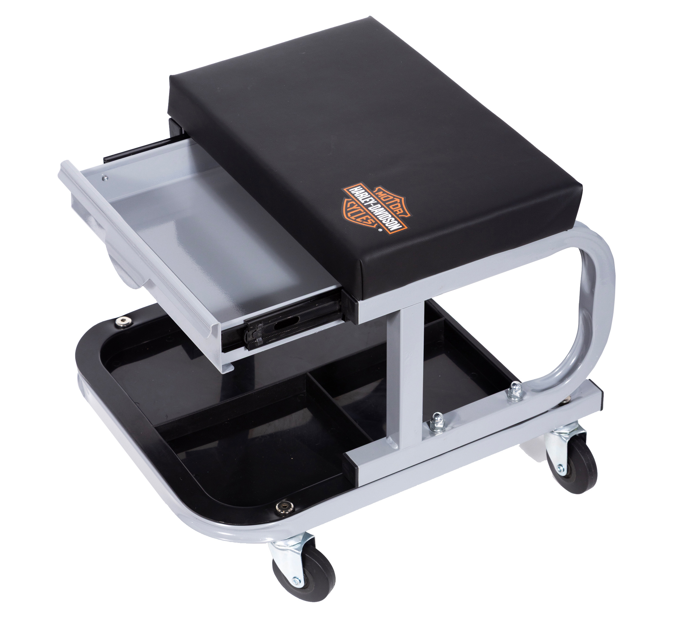 BAR & SHIELD ROLLING D-STOOL WITH DRAWER