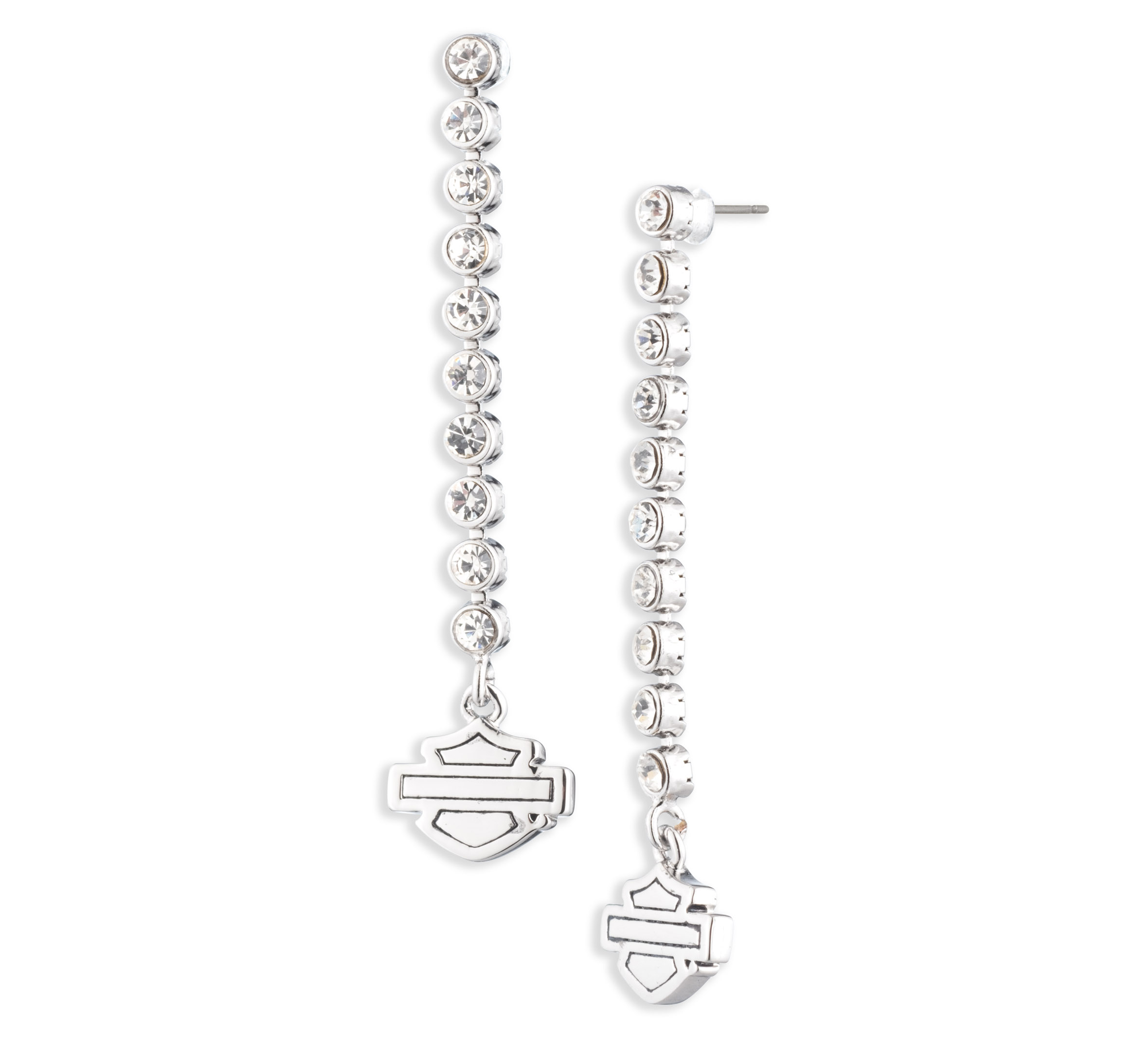 Women's Bar & Shield Logo Linear Earrings