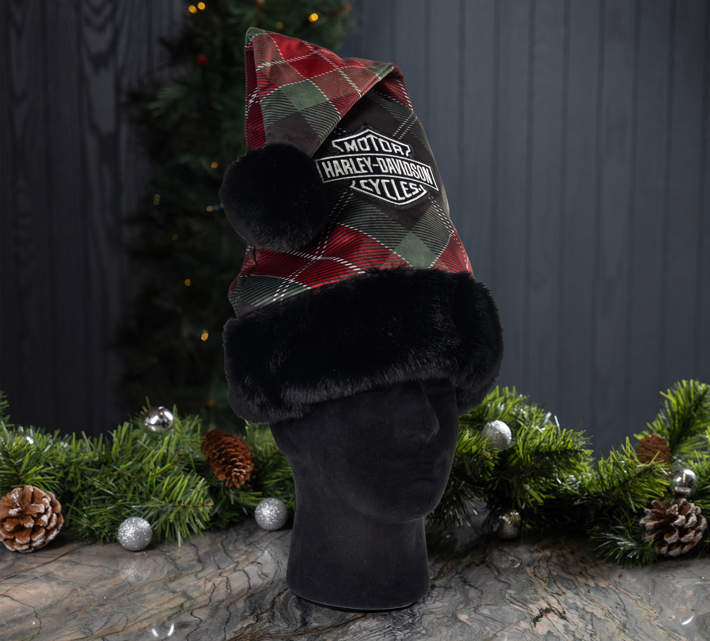 Holiday Plaid Santa Hat