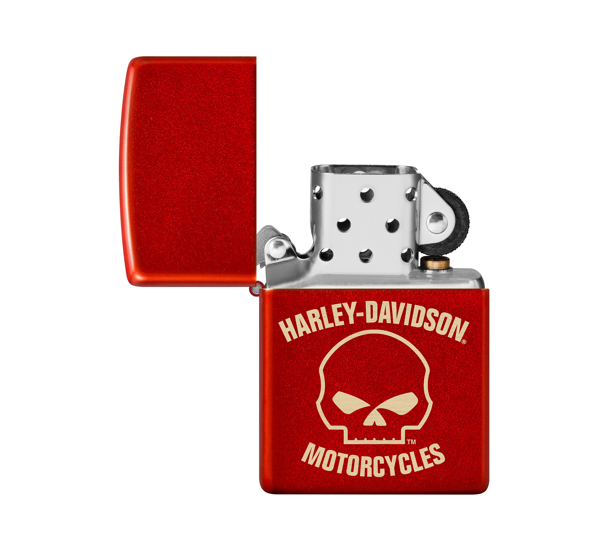 Harley Davidson Willie G Skull Laser Metallic Red Windproof Lighter