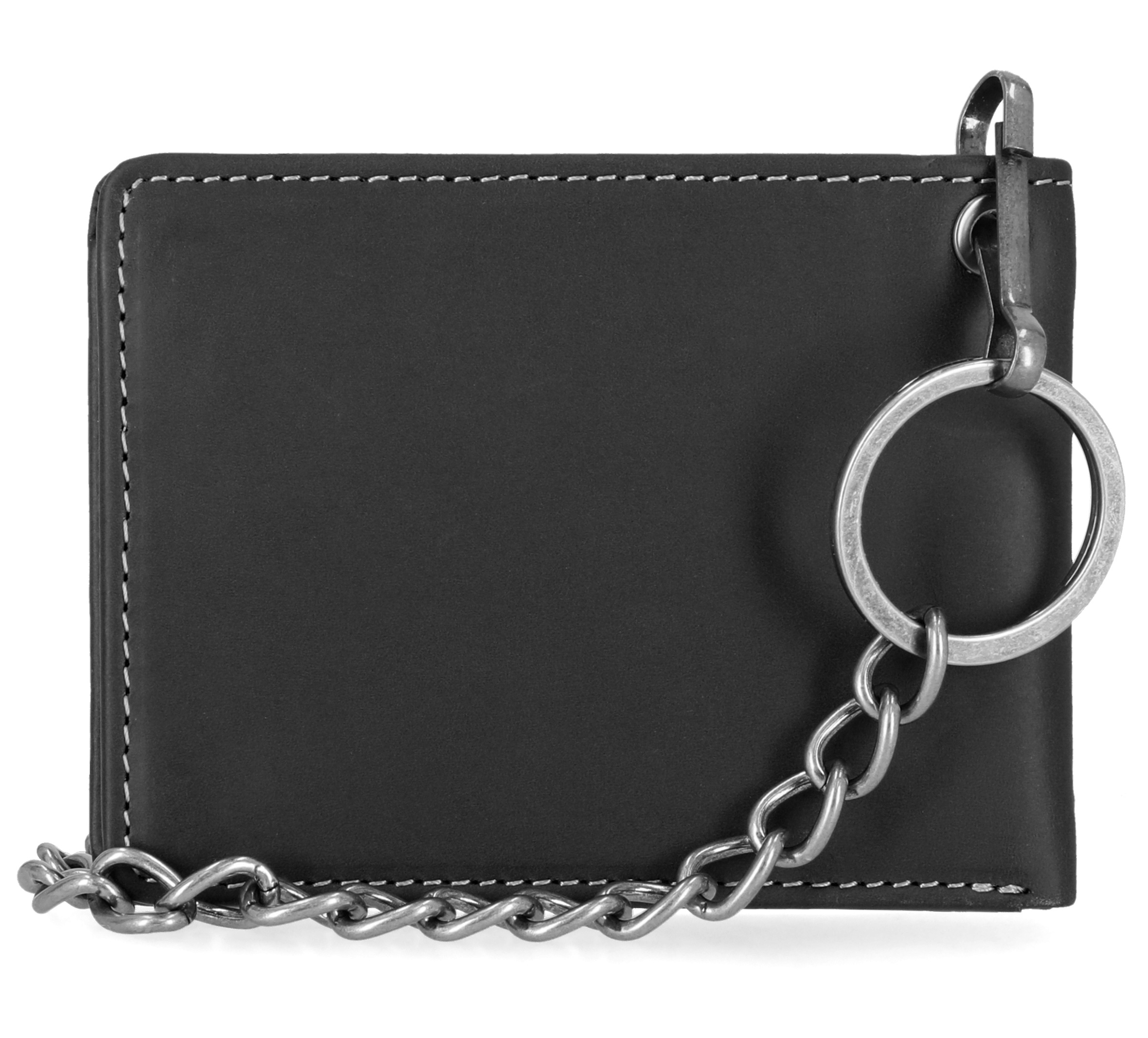 Traditional Bar & Shield Embossed Bifold Wallet with Chain