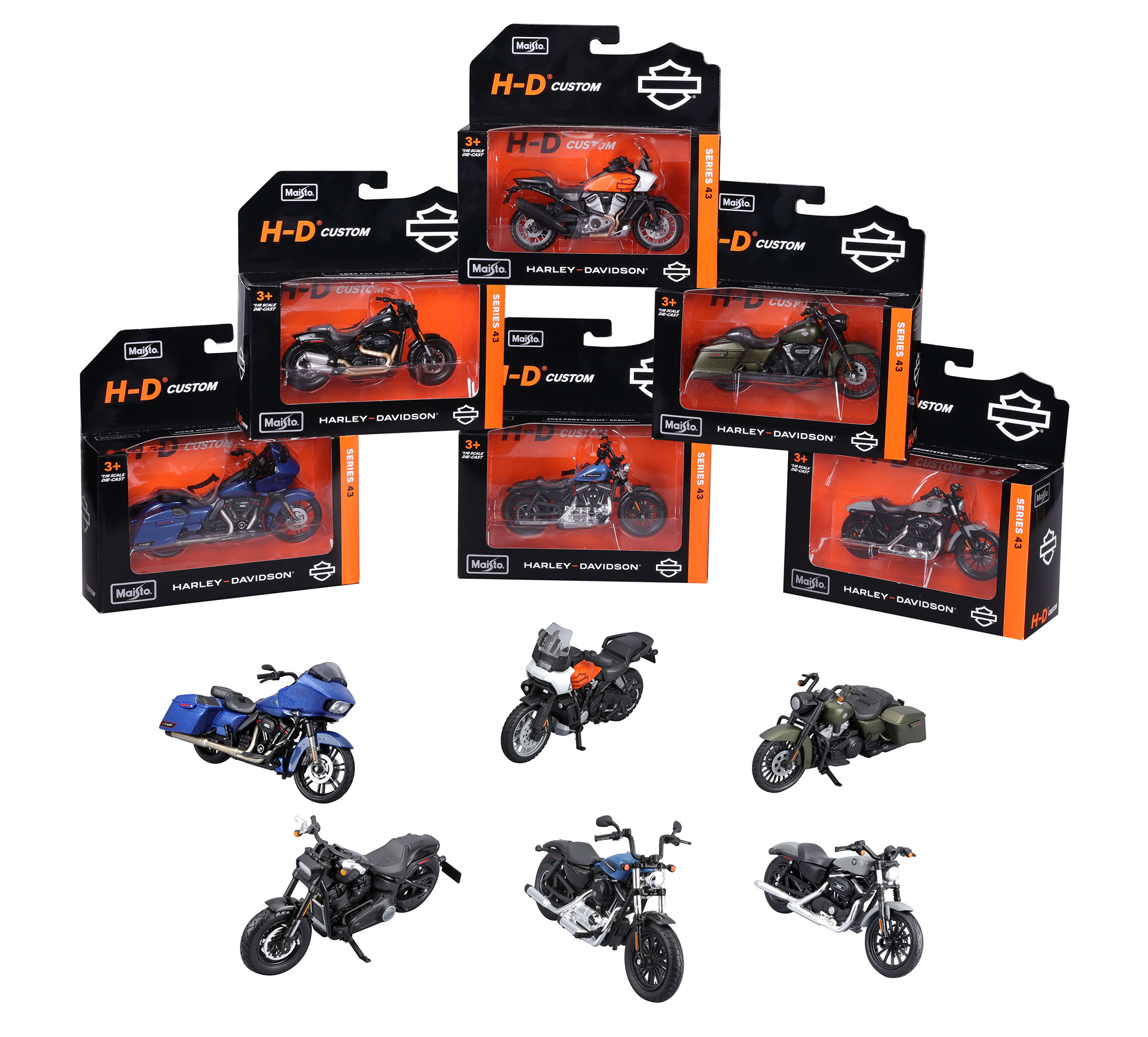 H-D 1:18 Scale Diecast Motorcycle Series 43 Set