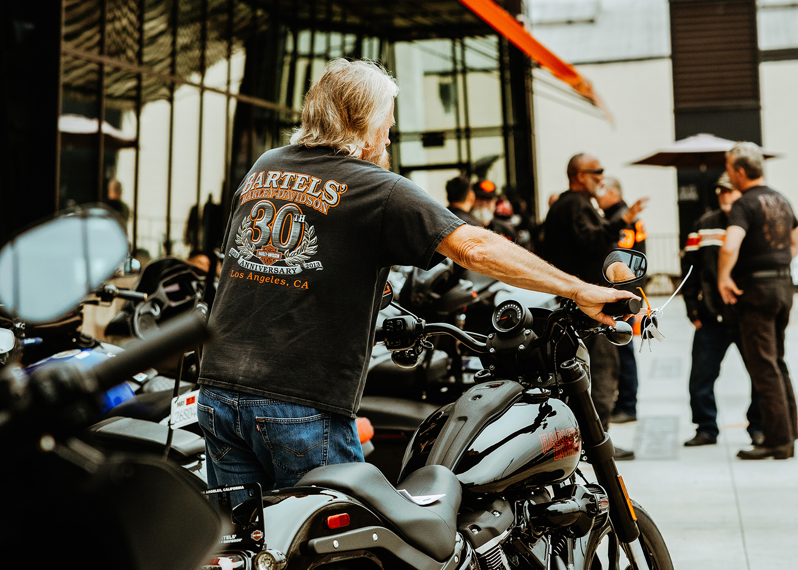 A Bartel’s customer checks out a new bike.