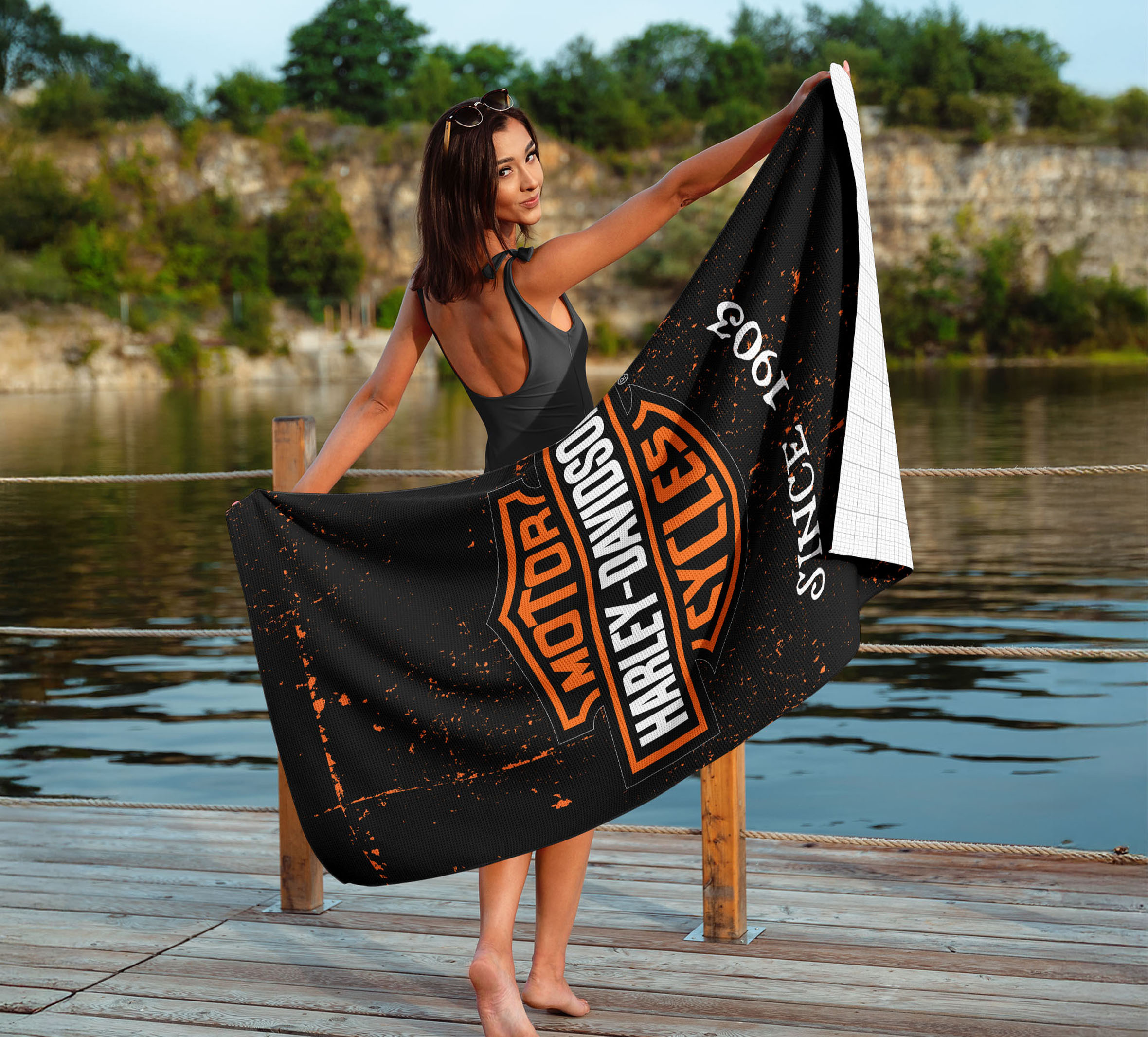 35x60 Bar & Shield Industrial Sand Free Waffle Weave Beach Towel