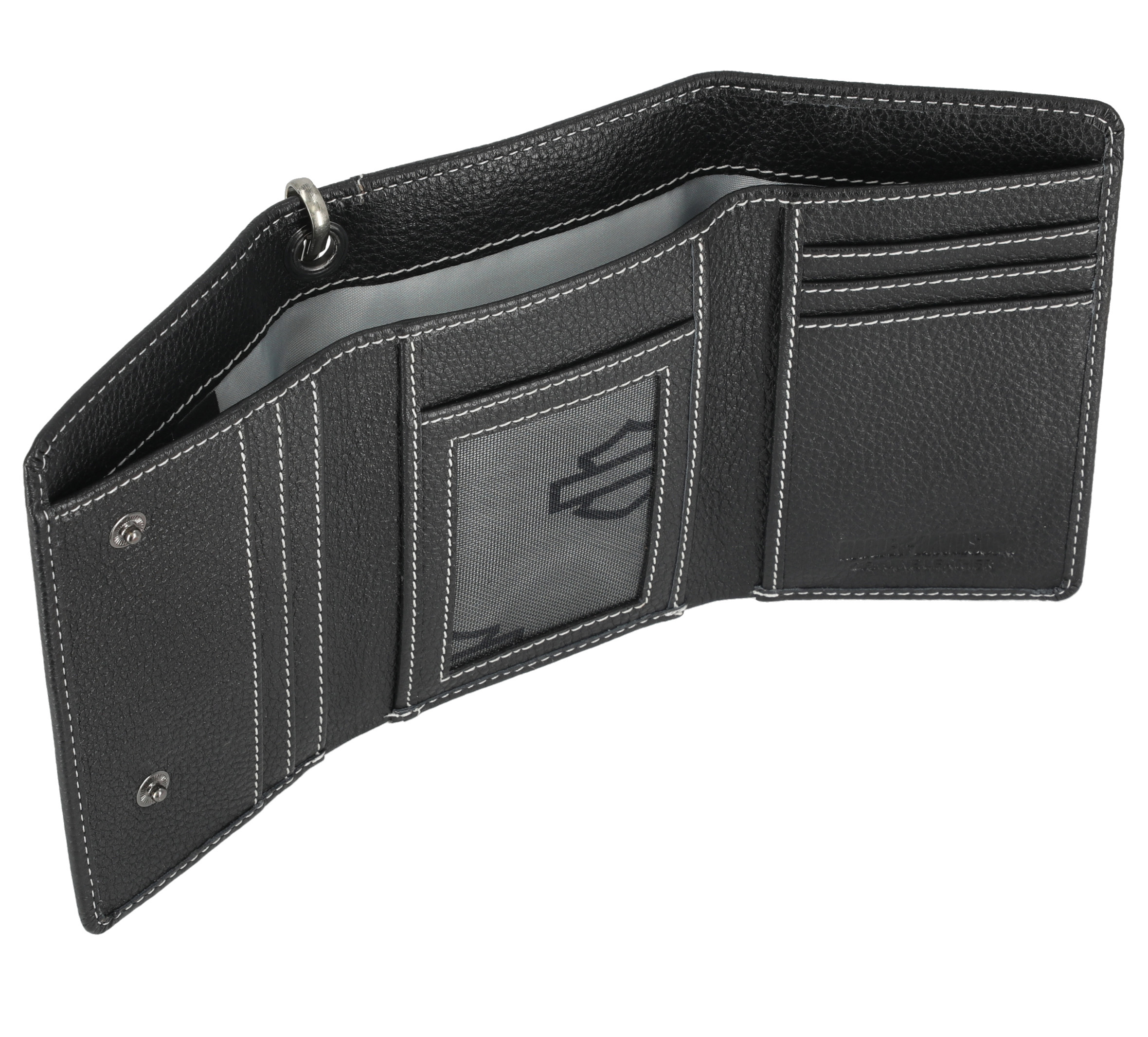 Bar & Shield Embroidered Medium Trifold wallet with chain