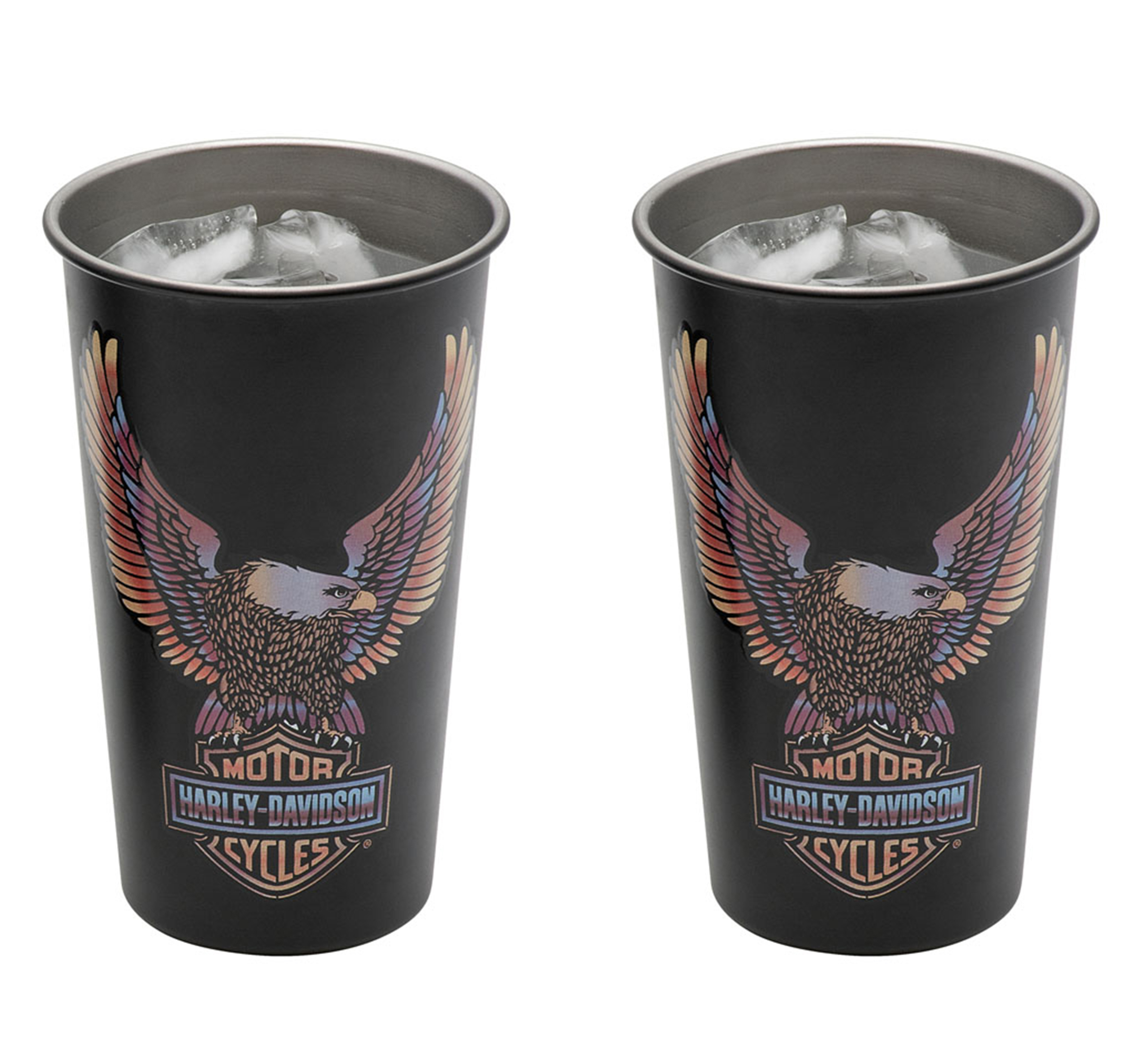 H-D Vivid Bar & Shield Eagle Metal Cup Set of 2