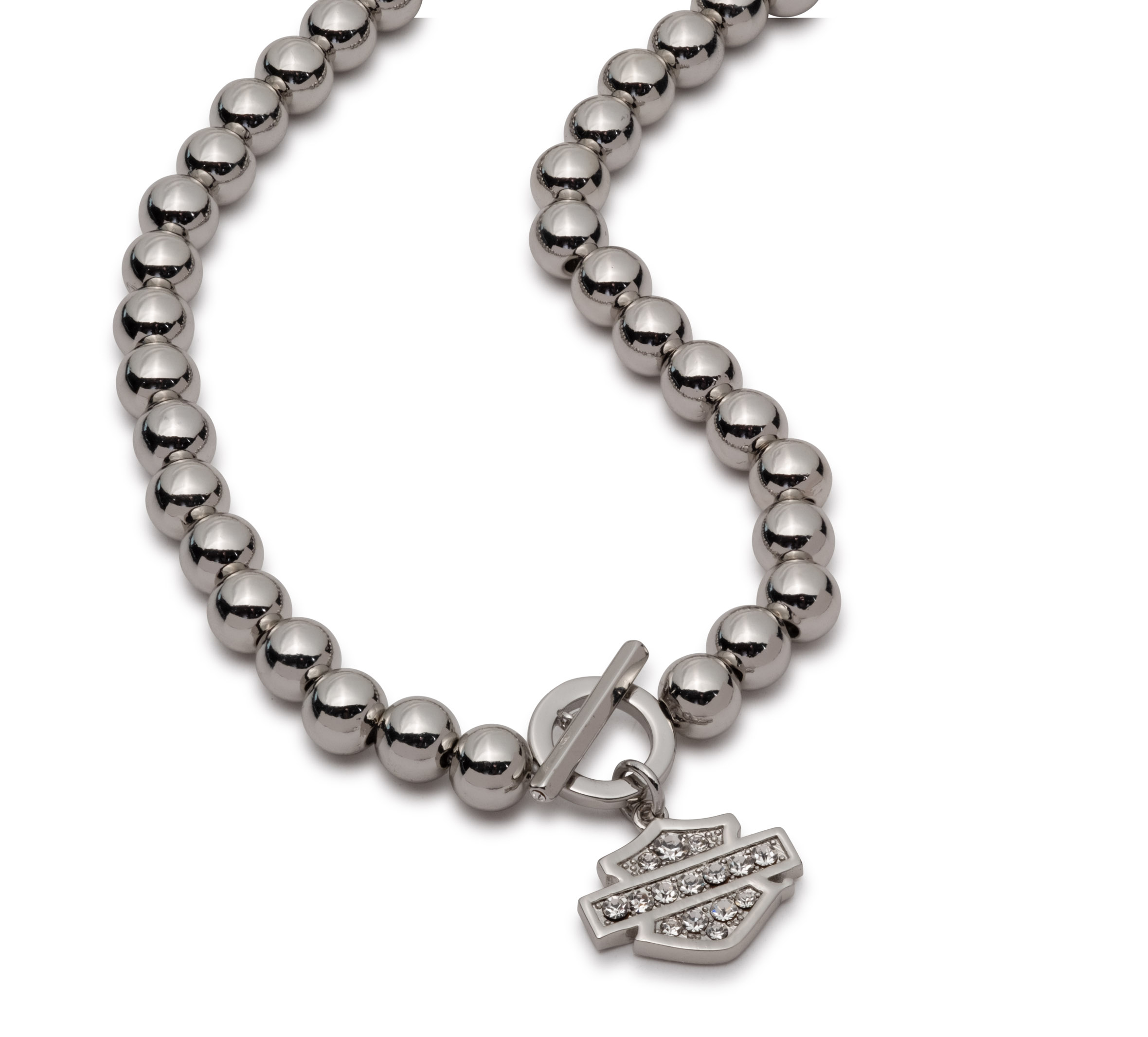 Women's 16" Bar & Shield  Bead Toggle Necklace