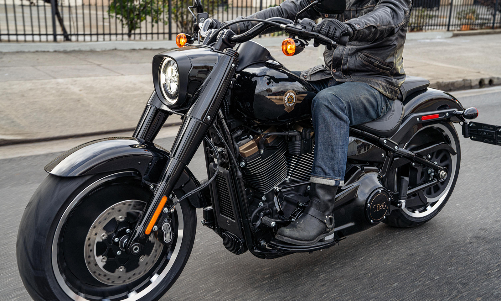 bike riding down a street