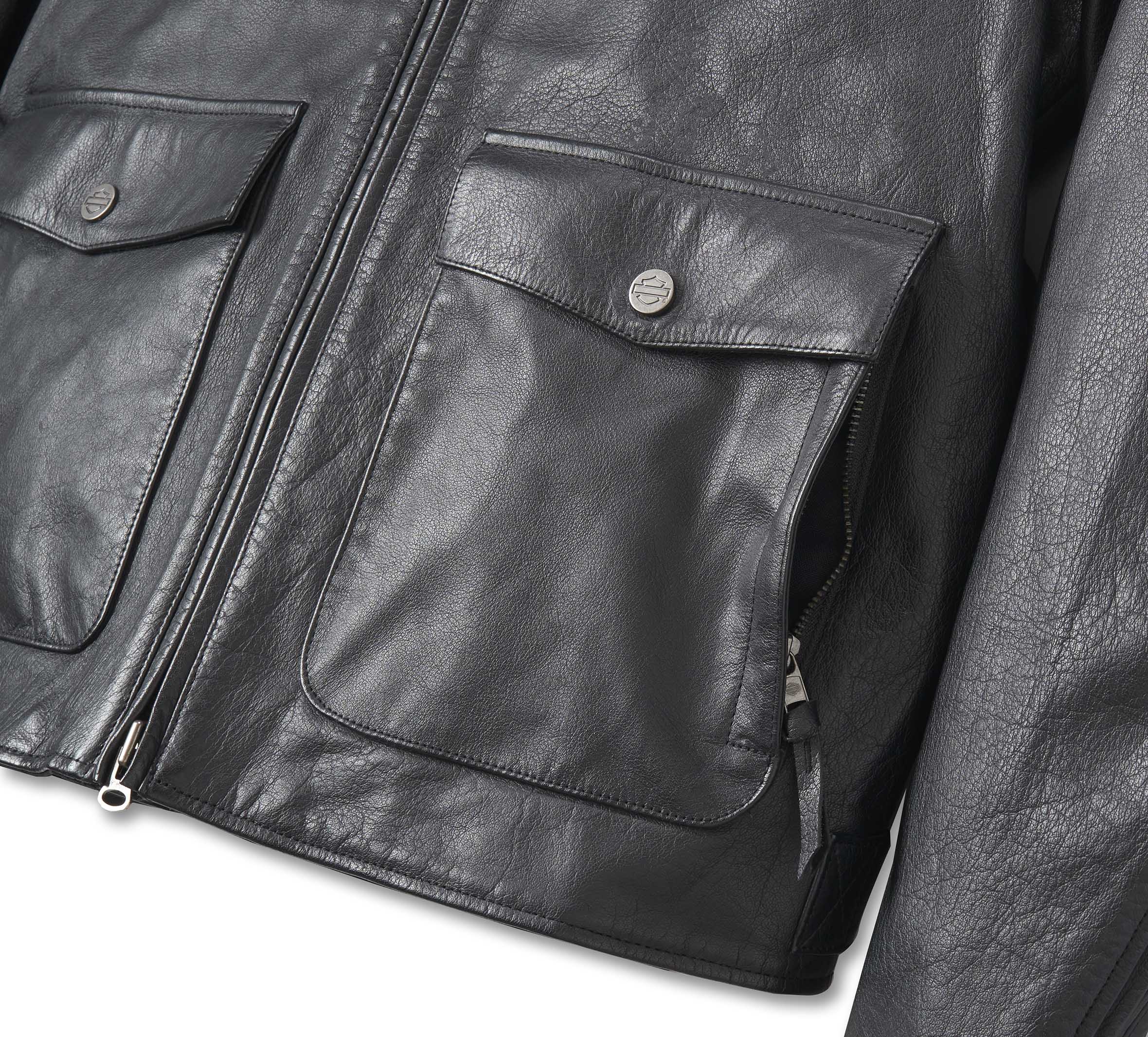 H-D Flex Layering System Captains Leather Jacket Outer Layer