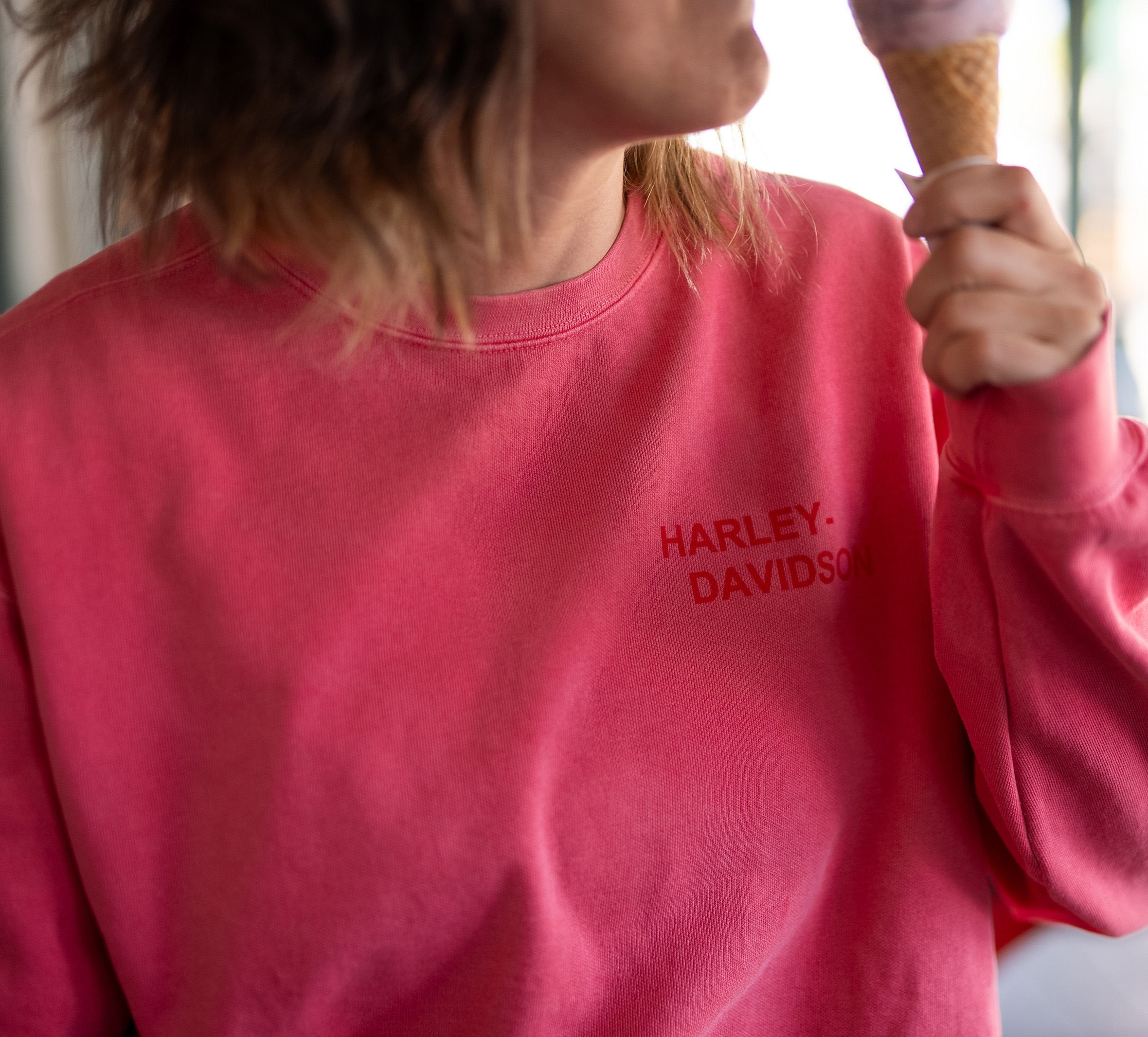 Women's Oversized H-D Moto Co. Print Crew