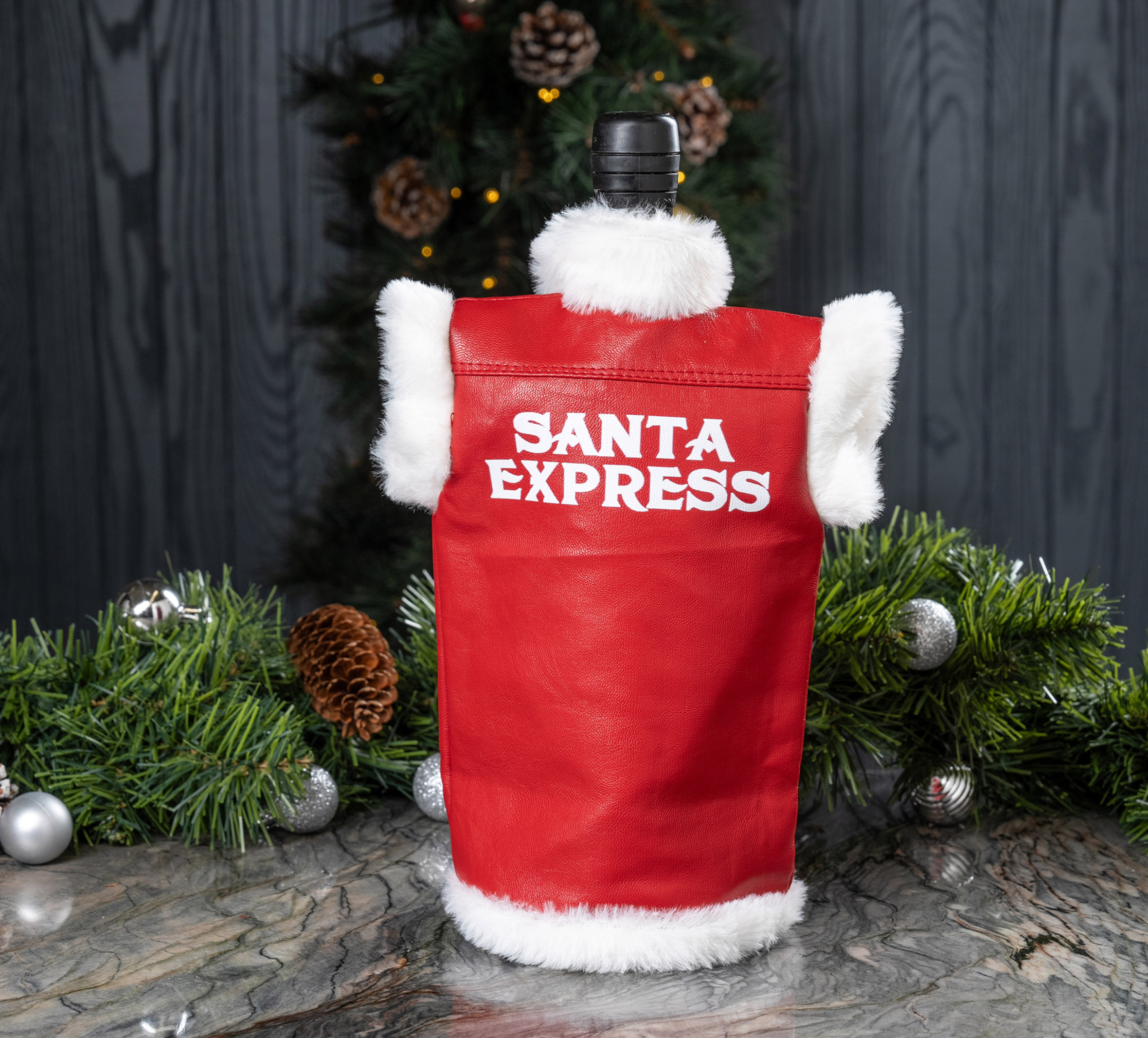 Biker Santa Vest Wine Bottle Cooler