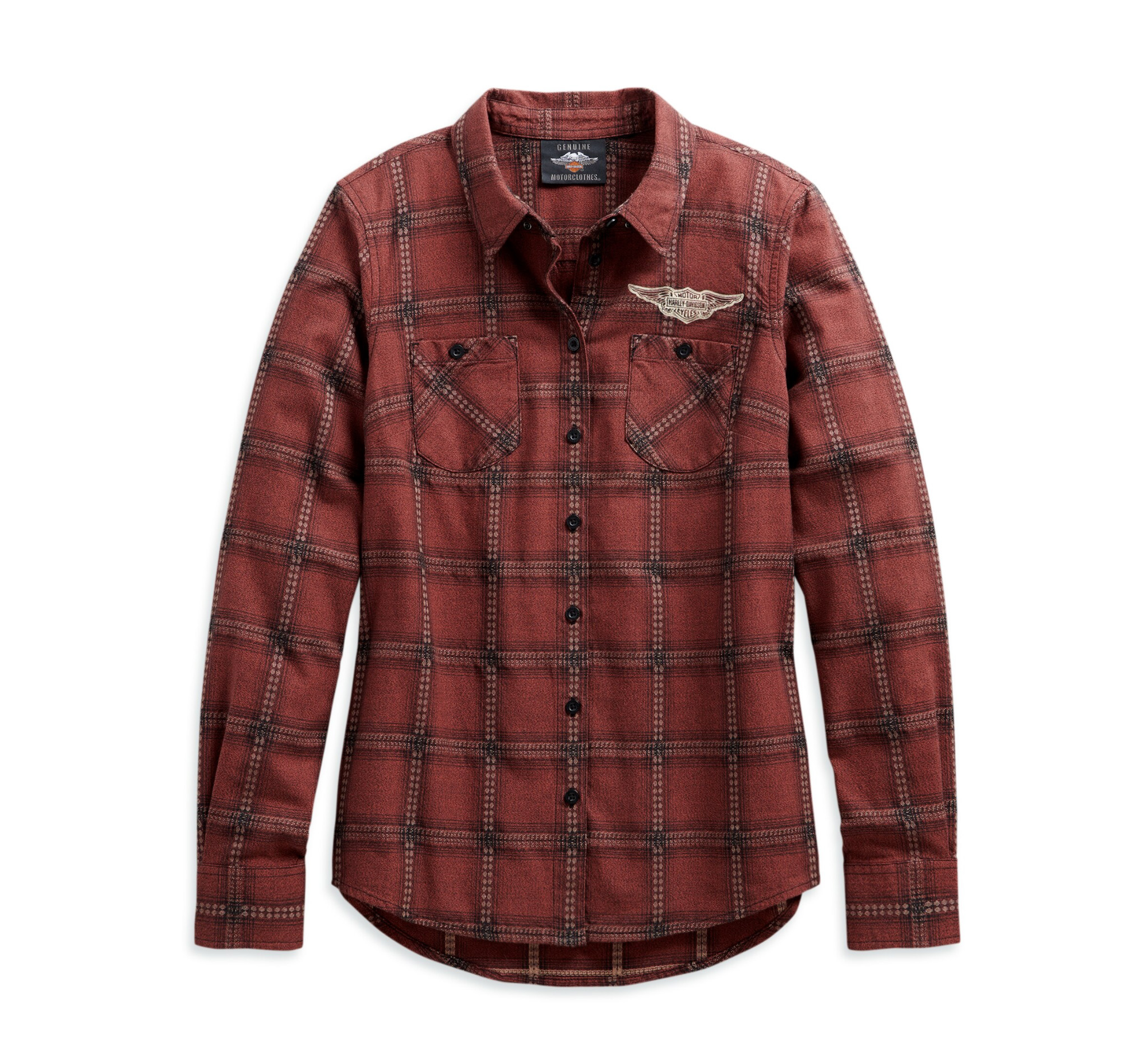 Women's Script Font Plaid Shirt - Petite