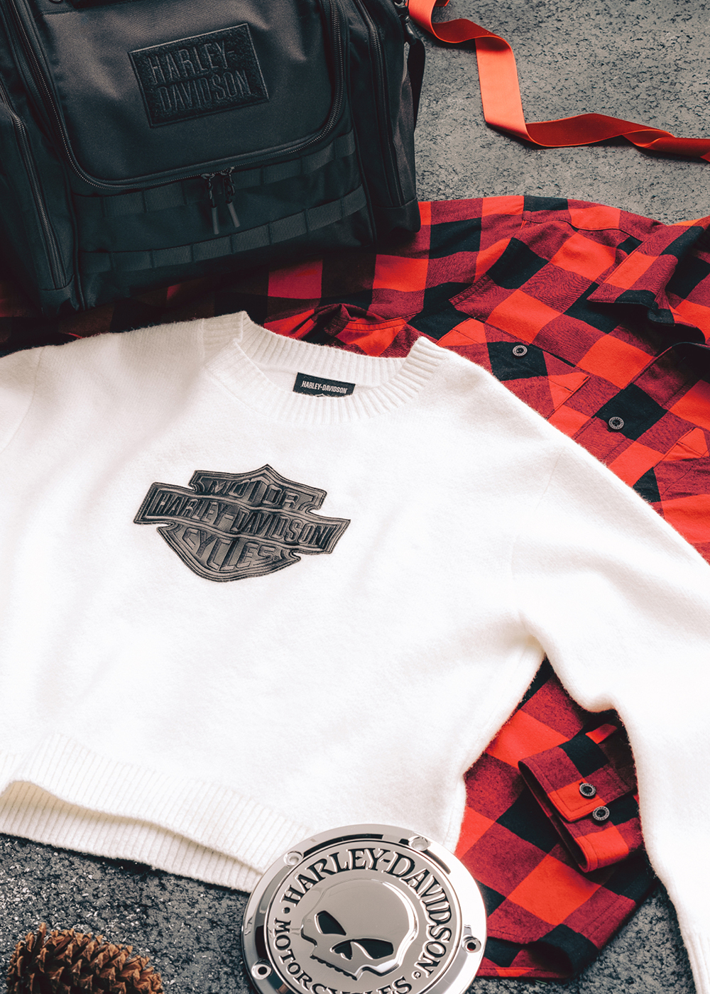 White sweatshirt with bar & shield