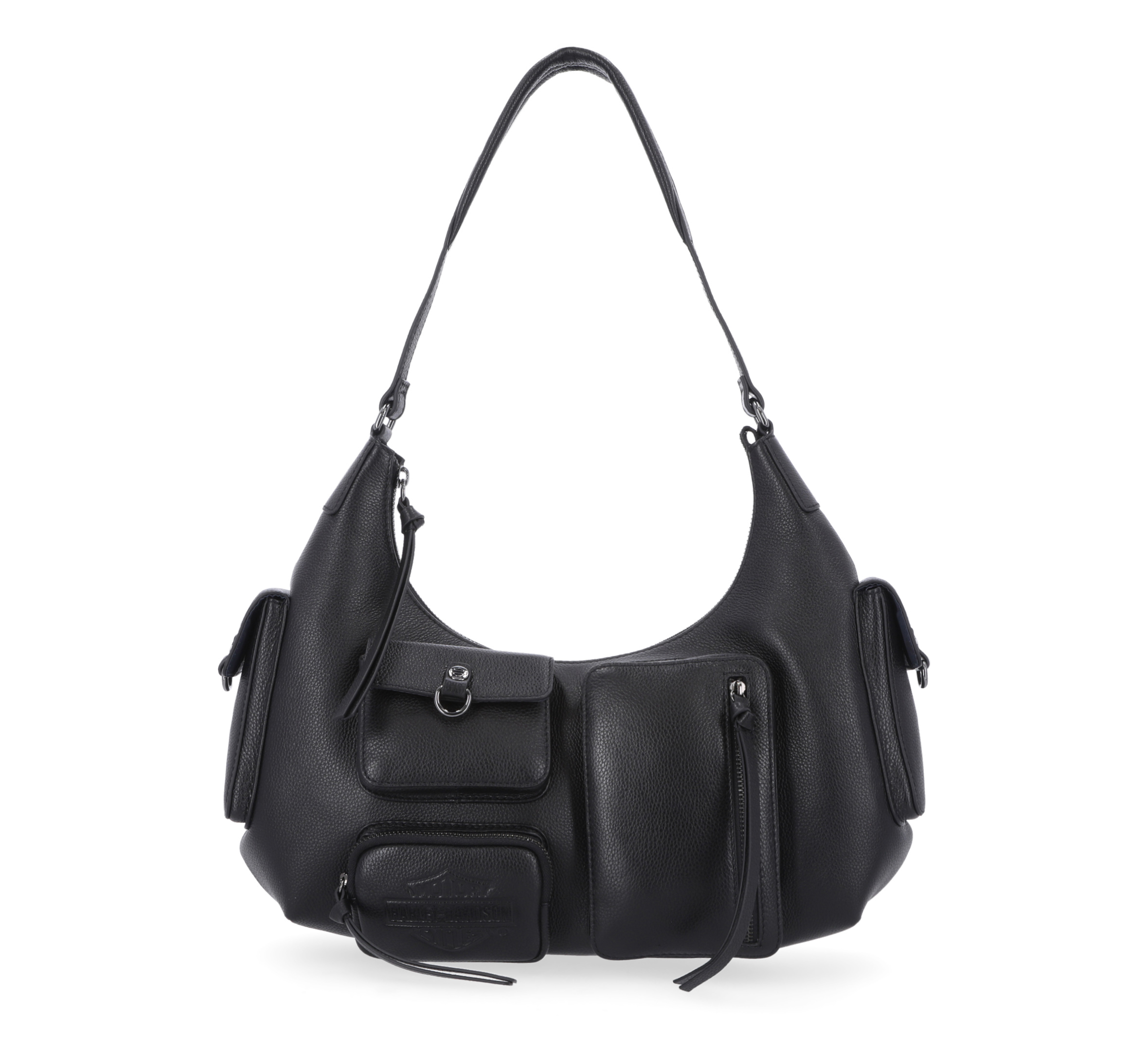 Utilitarian Pebble Leather Hobo Bag
