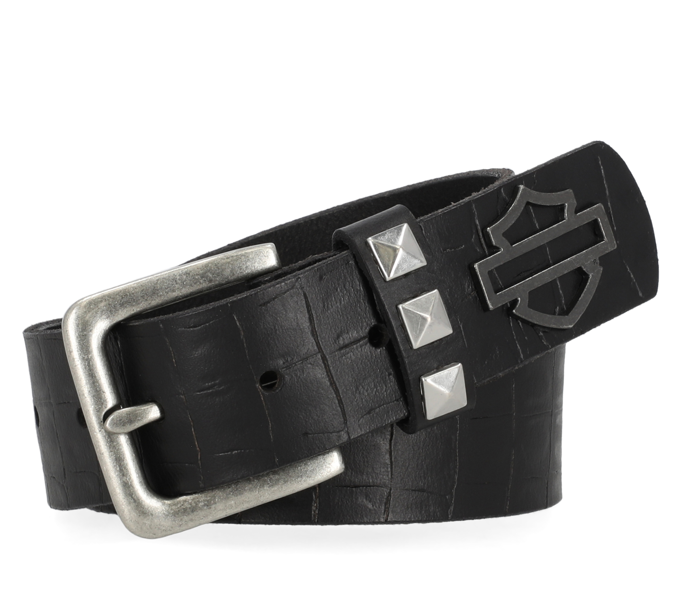 Croco Embossed Open Bar & Shield Belt