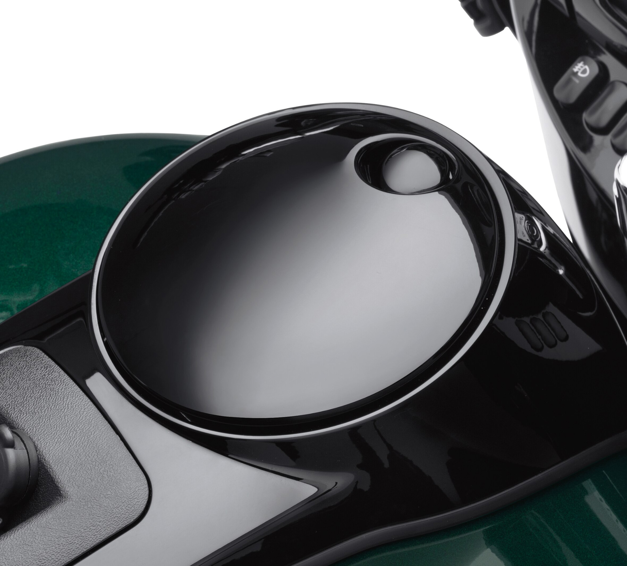 Smooth Push-Button Fuel Tank Console Door Release - Gloss Black