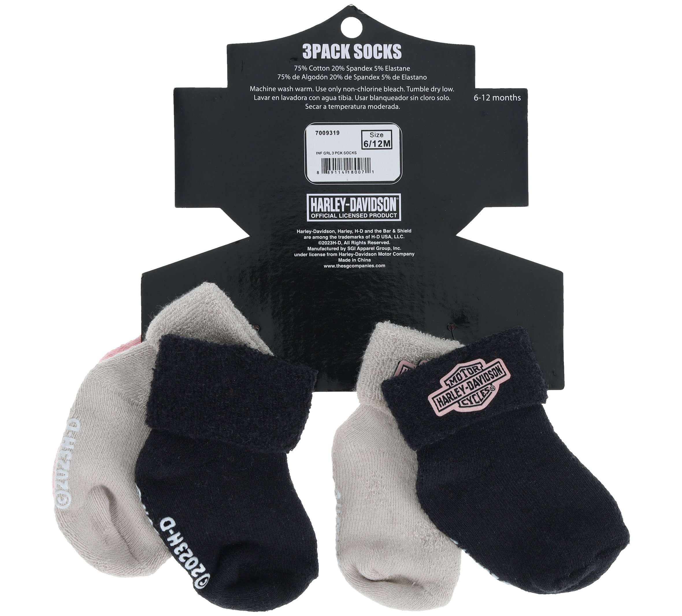 Infant Girls 3 Pack Socks in Dusty Pink / Vintage Cream