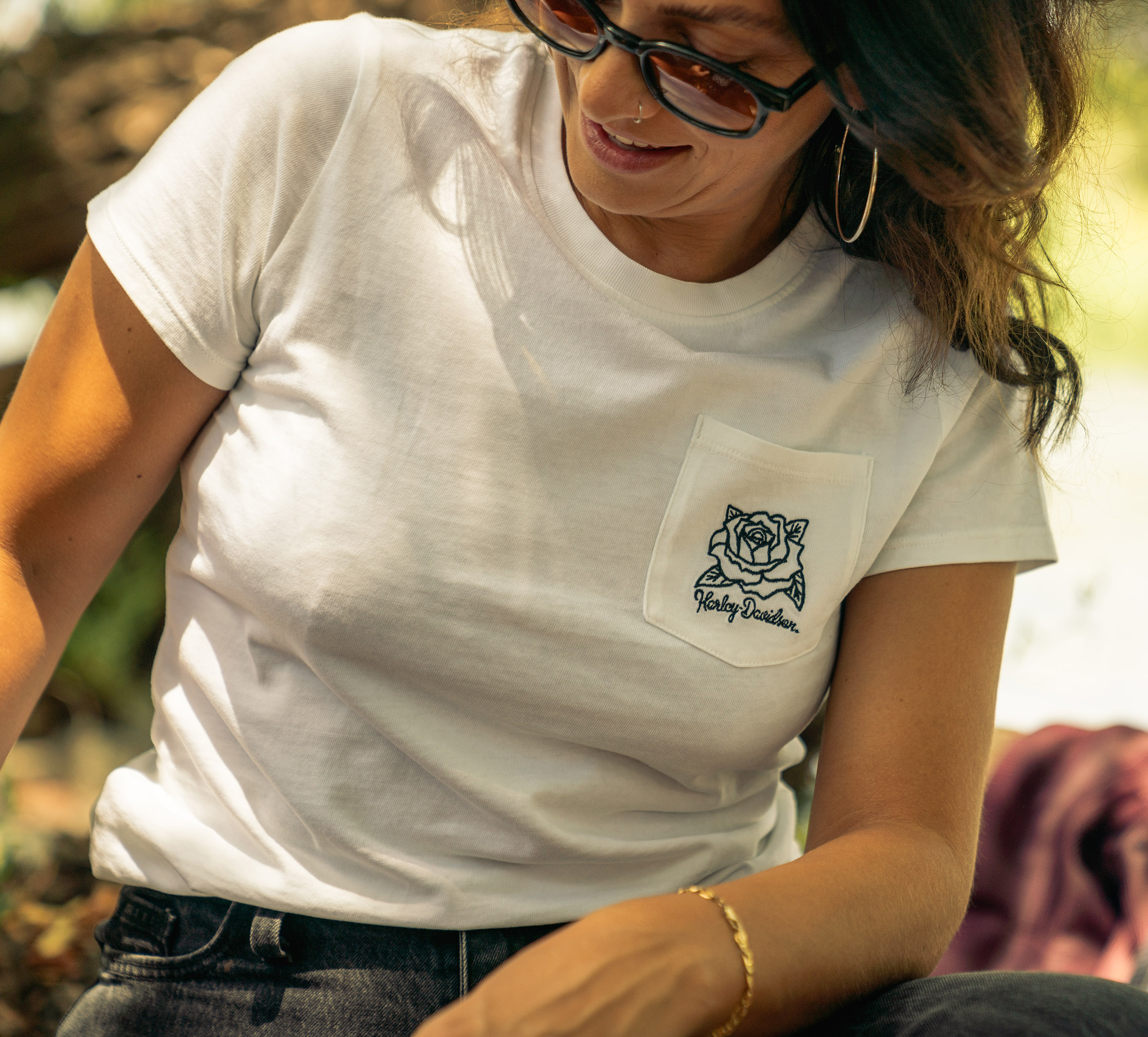 Women's H-D Rosebud Pocket Tee