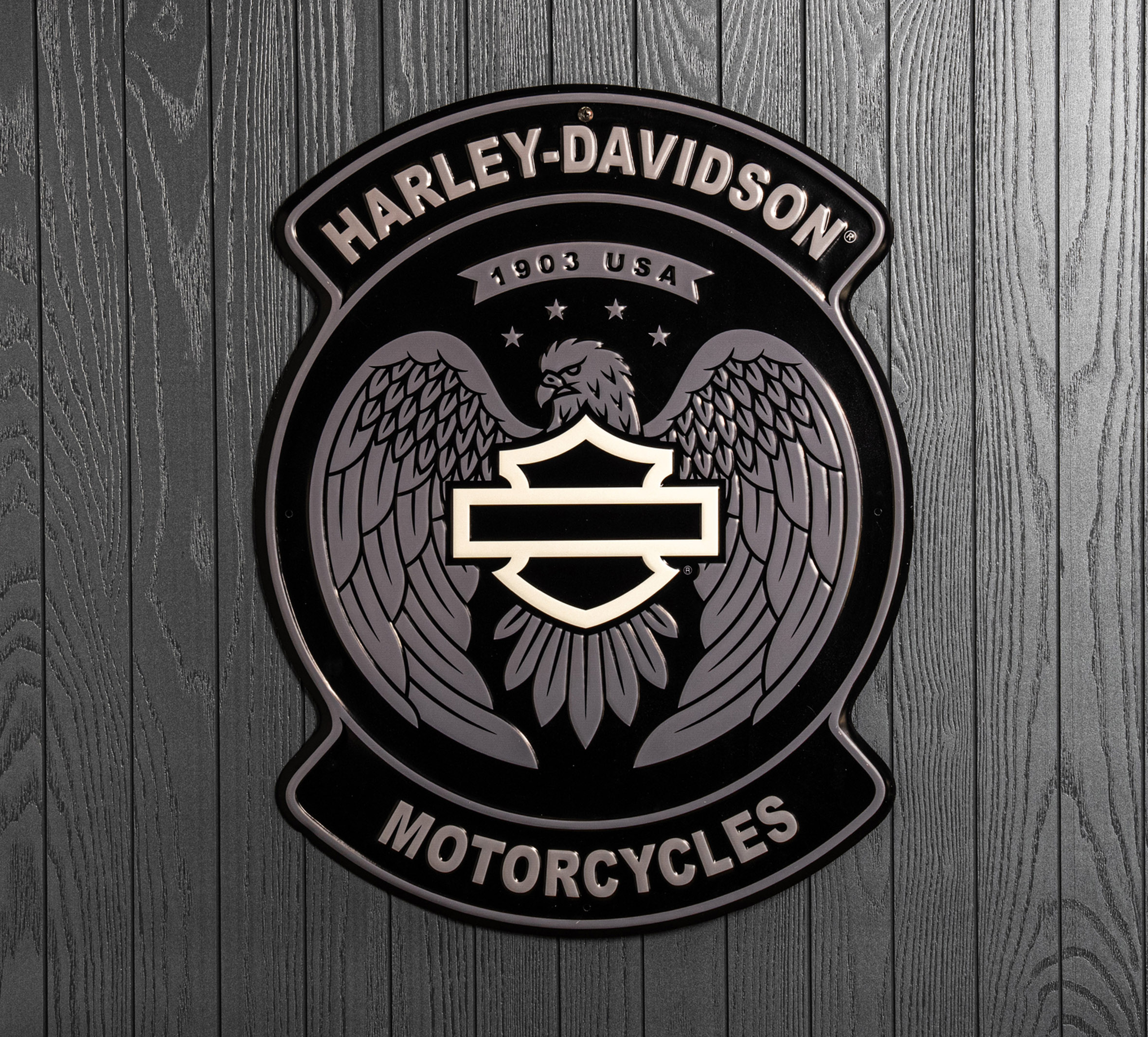 Open Bar & Shield Eagle Metal Sign