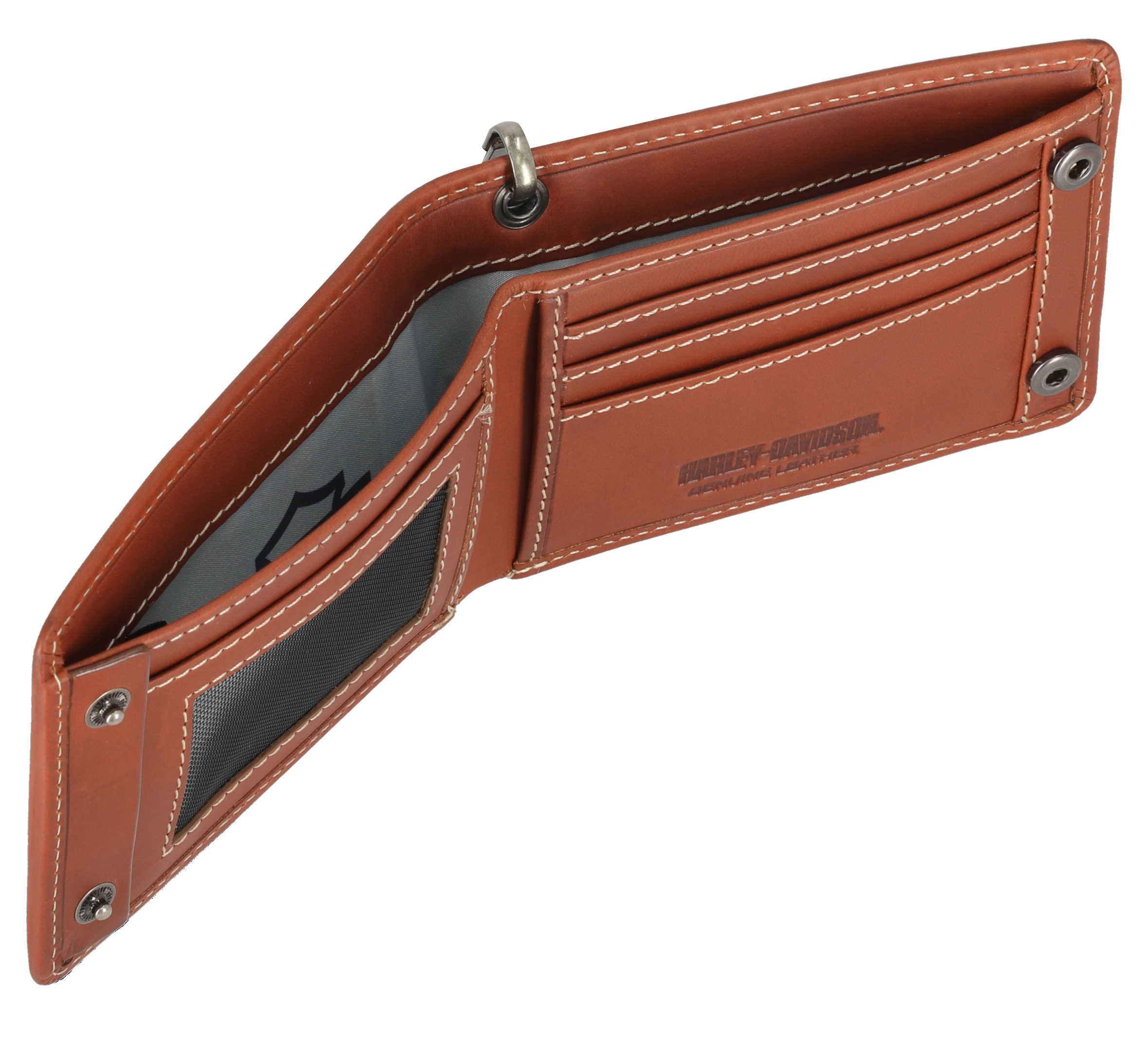 Traditional Bar & Shield Embossed Bifold Wallet with Chain