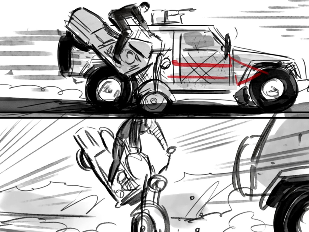 Sketch of scene from Thunderbolts