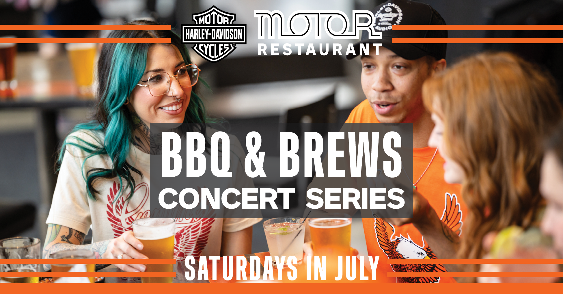 Motor Restaurant BBQ and Brews concert series promotional graphic