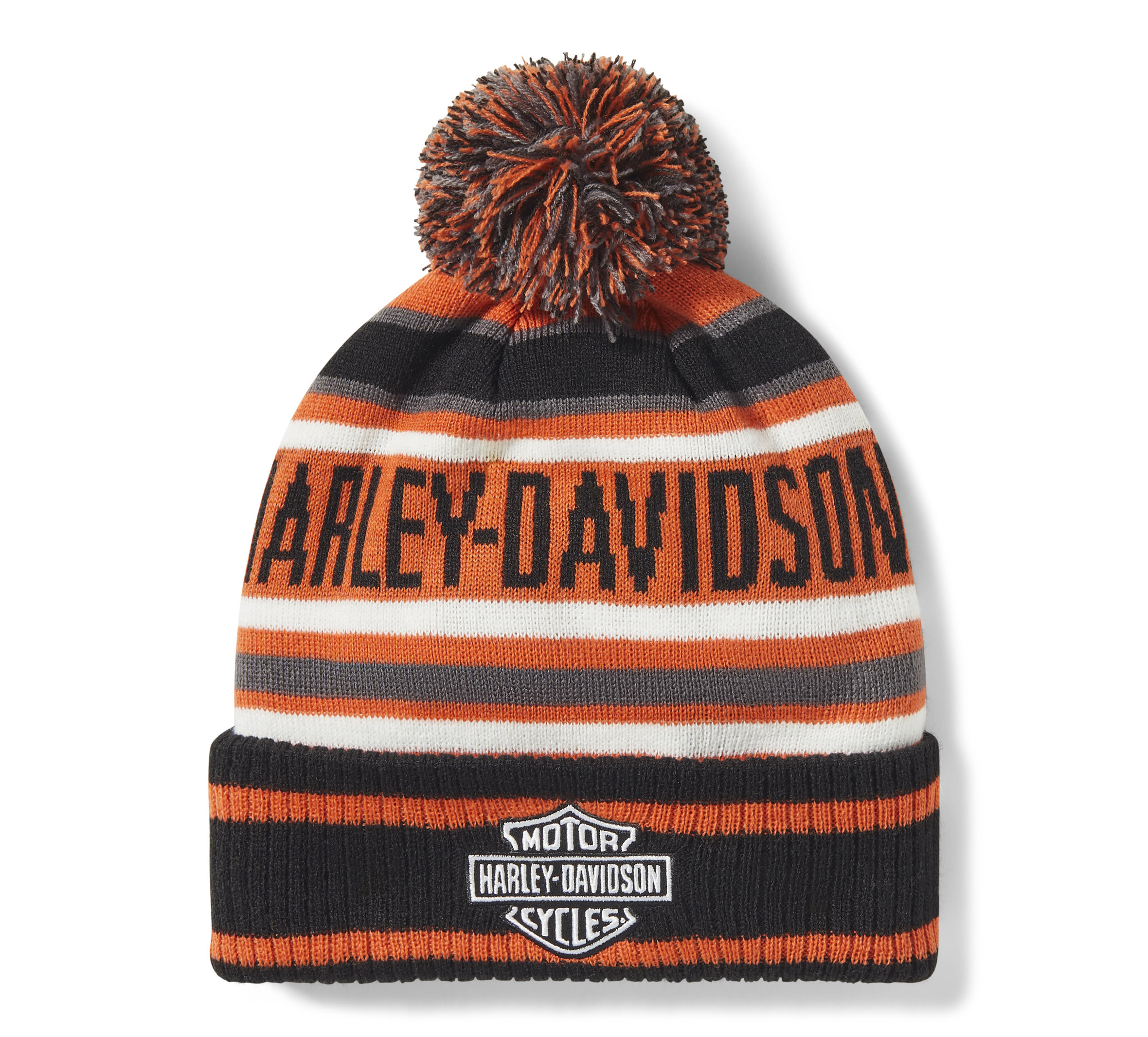 H-D Stripe Pom Beanie