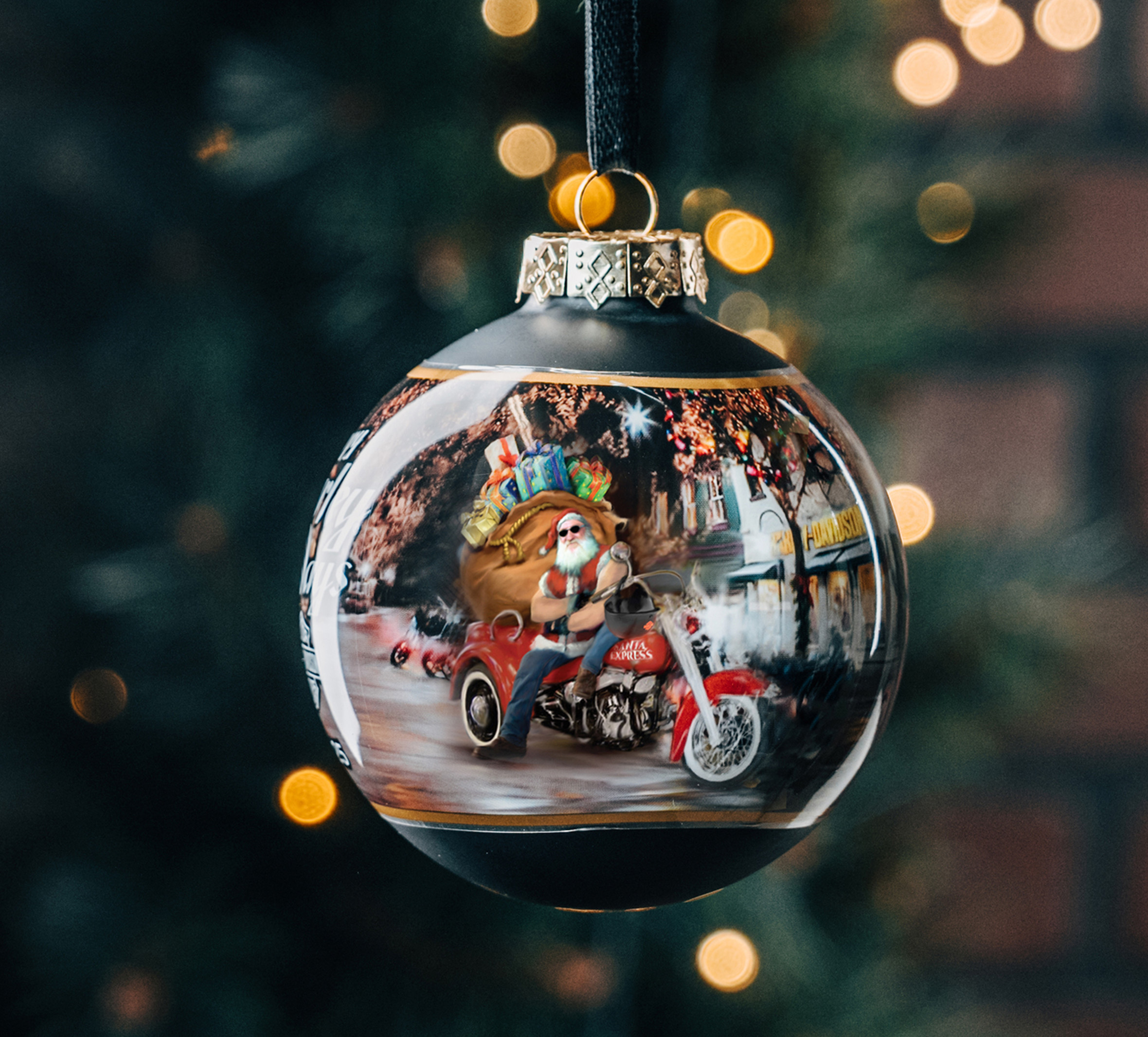 2025 Biker Santa Ball Ornament