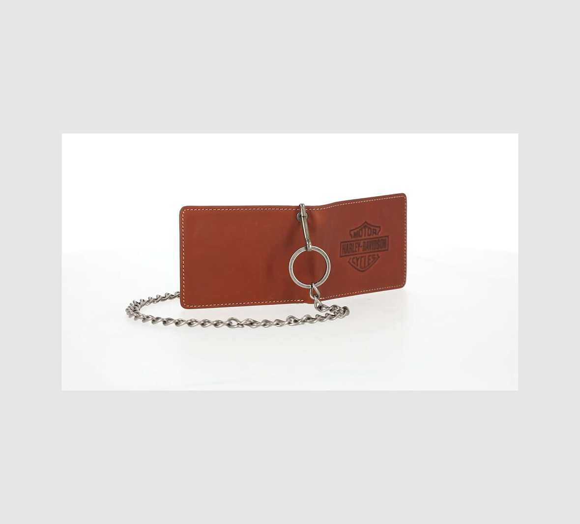 Traditional Bar & Shield Embossed Bifold Wallet with Chain