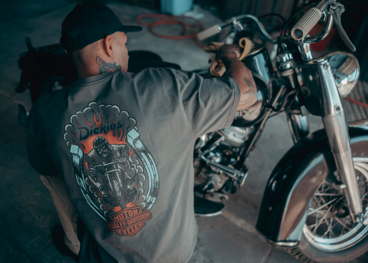 man working on a motorcycle