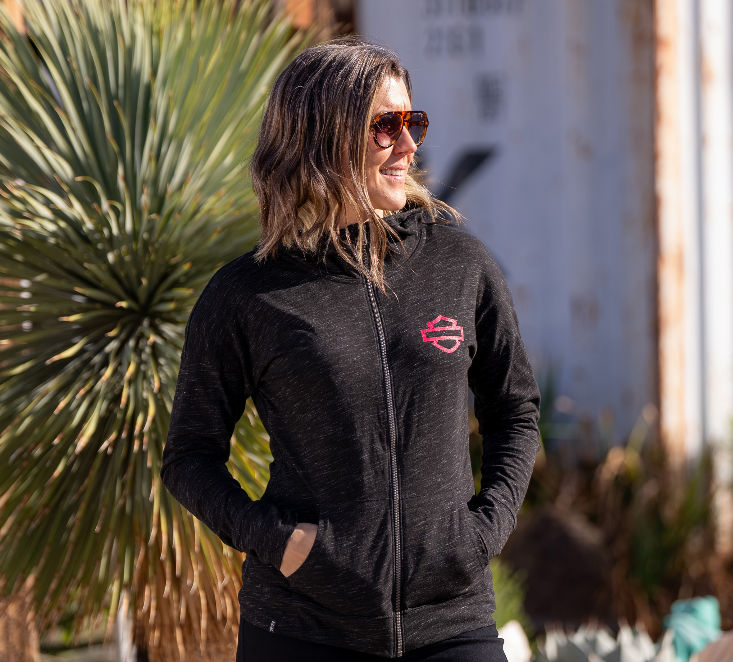 Women's H-D Script Lightweight Full Zip Hoodie