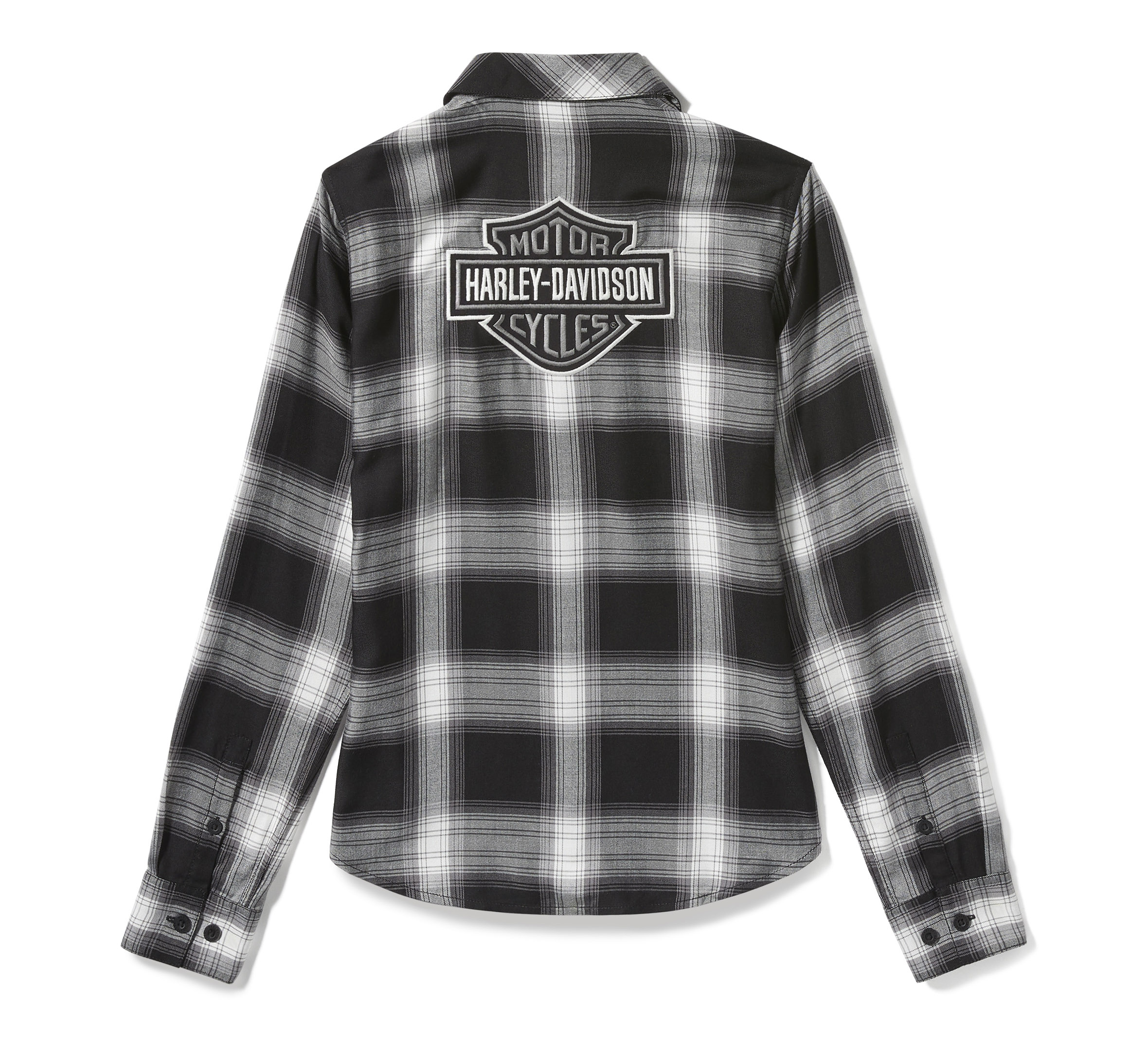 Women's Essential Bar & Shield Woven Plaid Long Sleeve