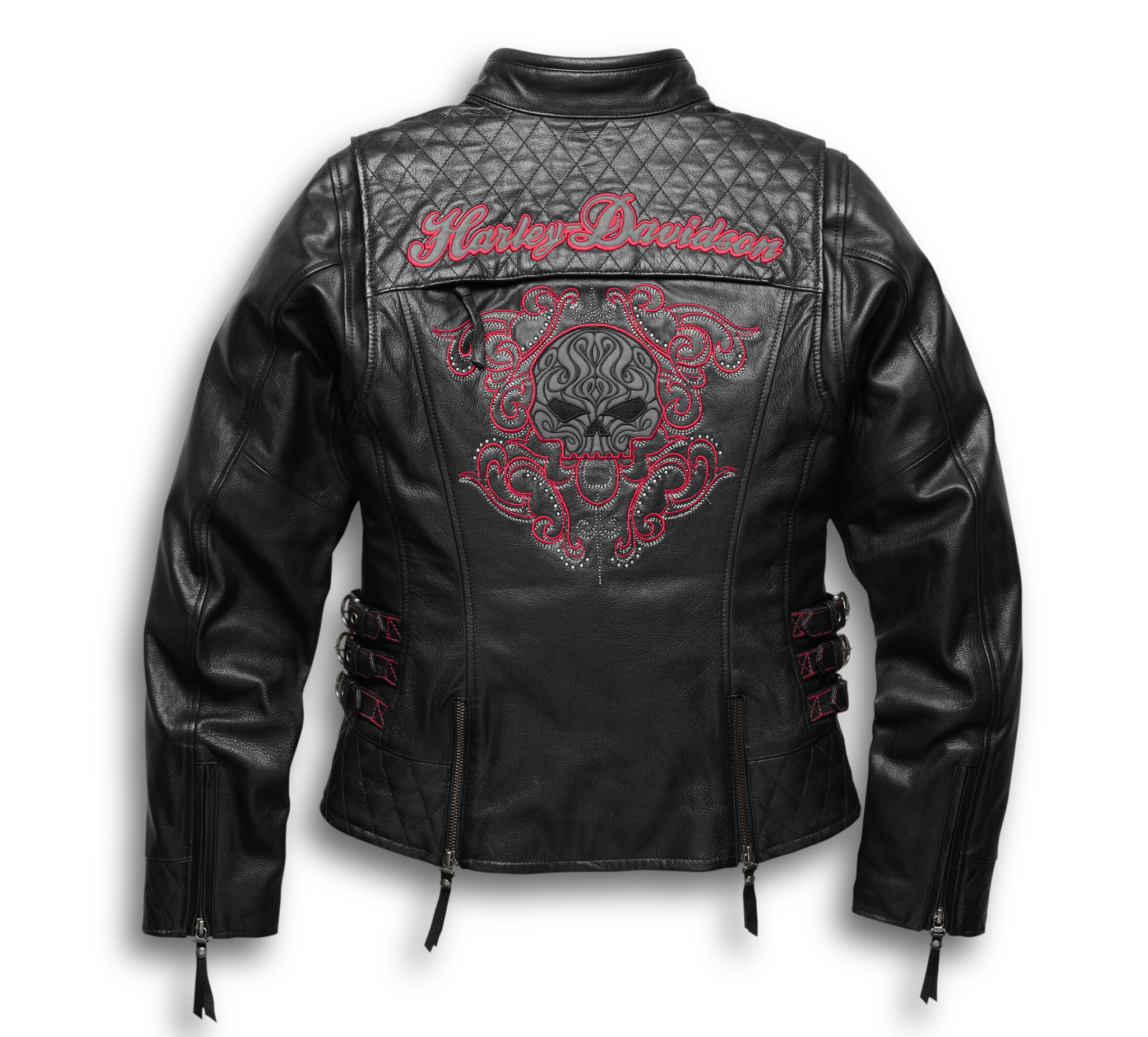 Women's Scroll Skull 3-in-1 Leather Jacket