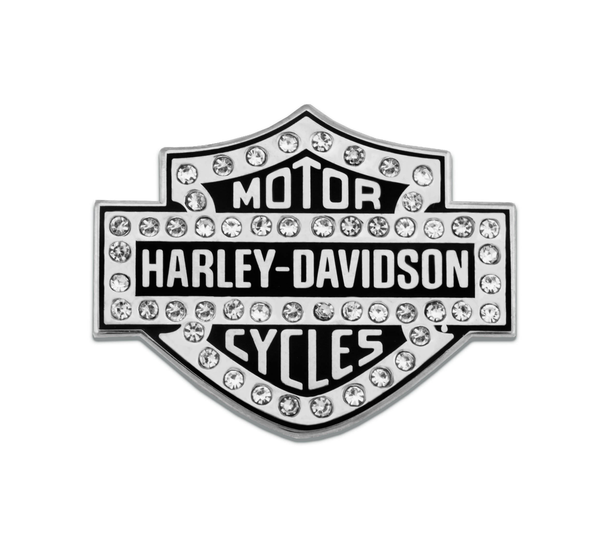 Rhinestone Text Bar & Shield Pin