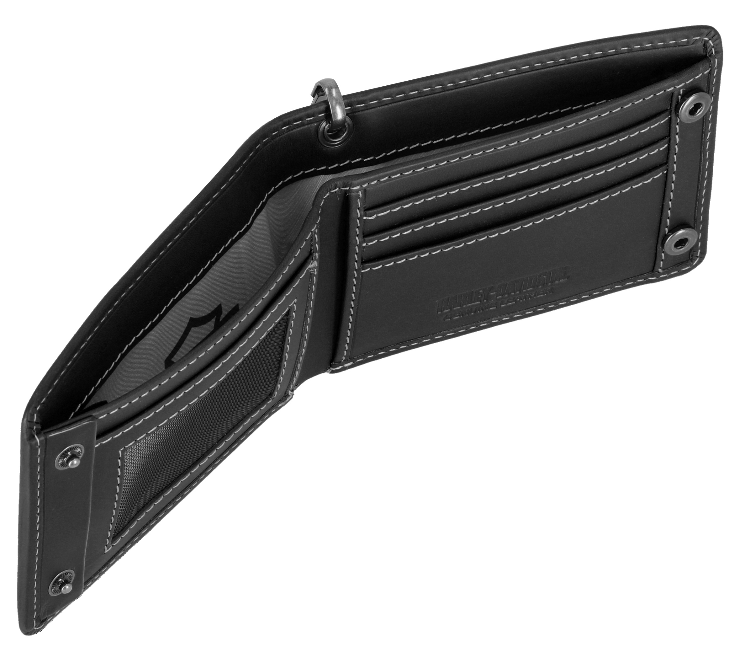 Traditional Bar & Shield Embossed Bifold Wallet with Chain