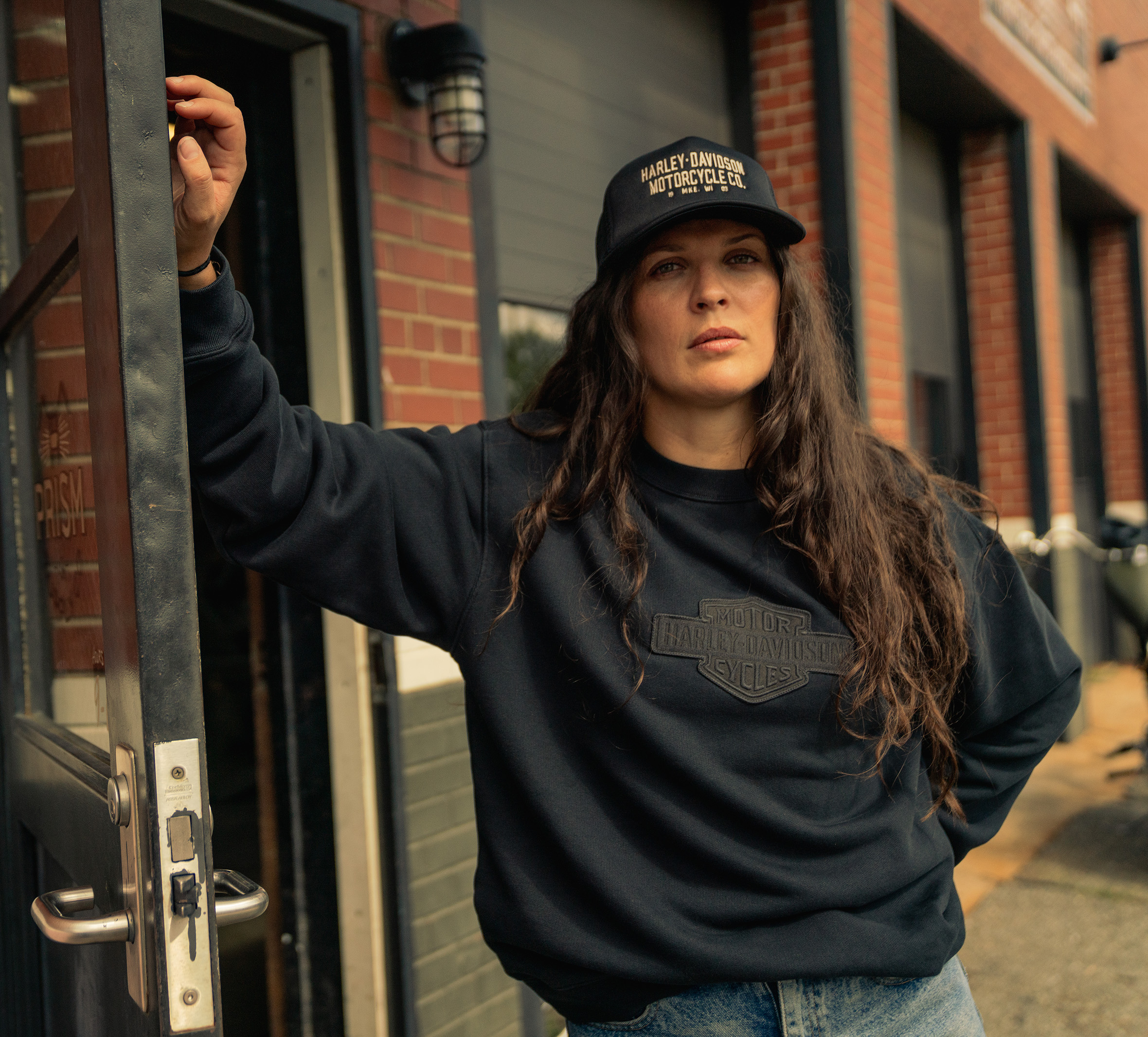 woman wearing sweatshirt