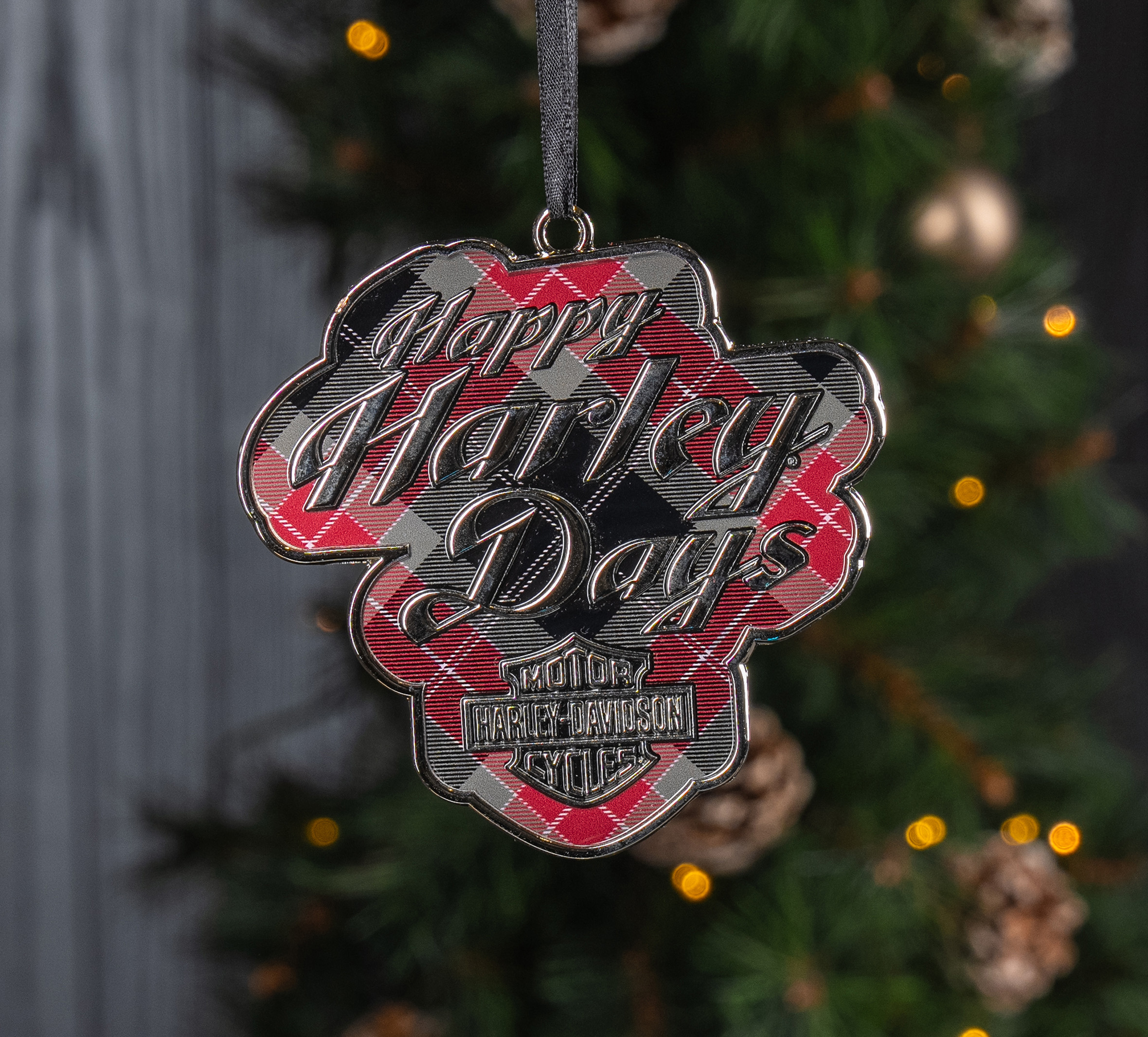 Holiday Plaid Pewter Ornament