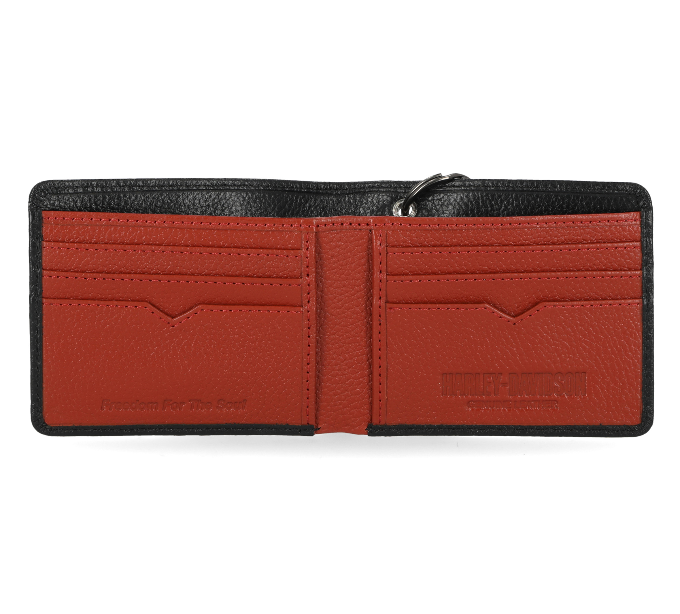 Mens Bar & Shield Core Pebble Billfold Wallet With Chain