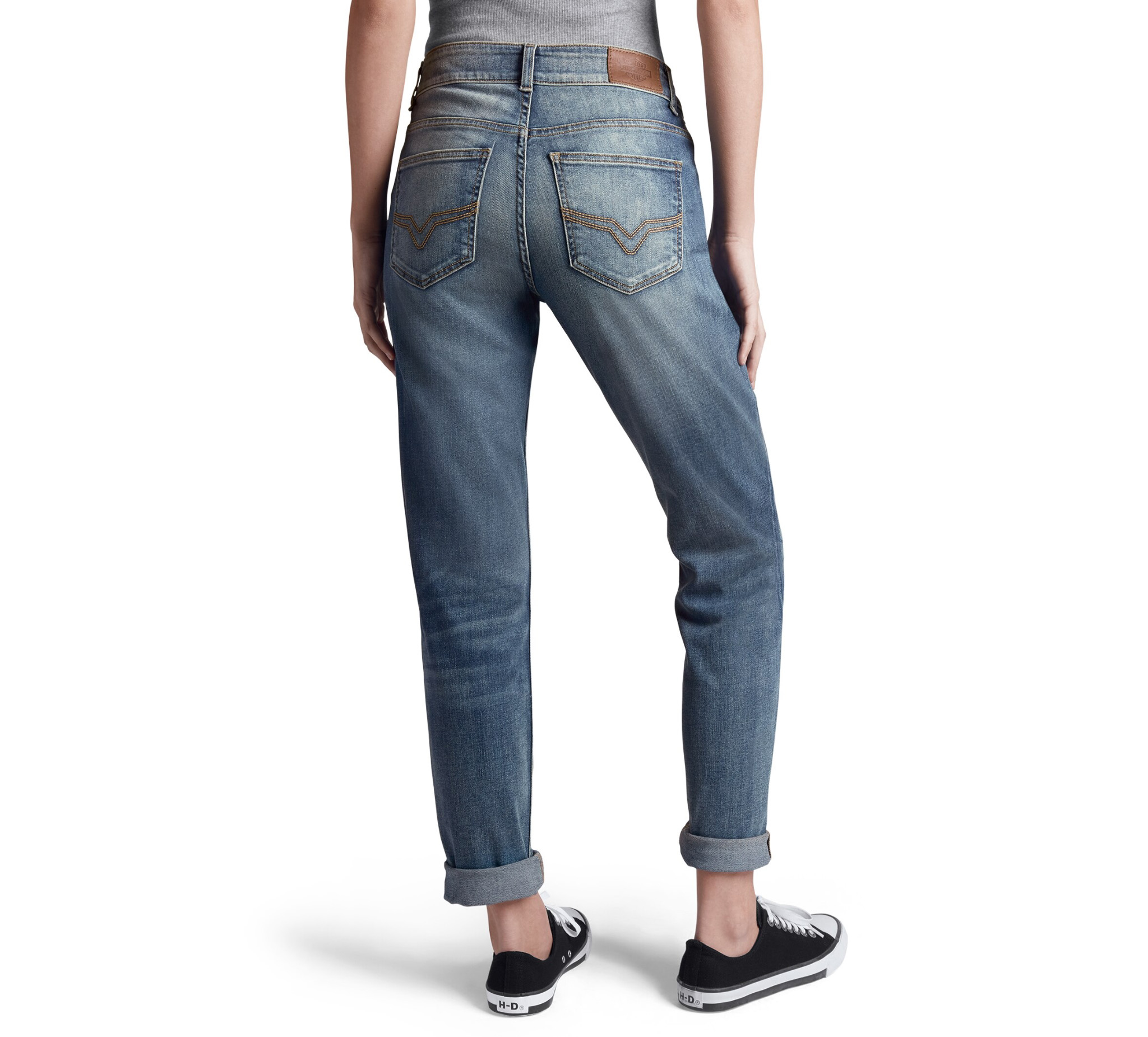 Women's Washed Boyfriend Mid-Rise Jeans