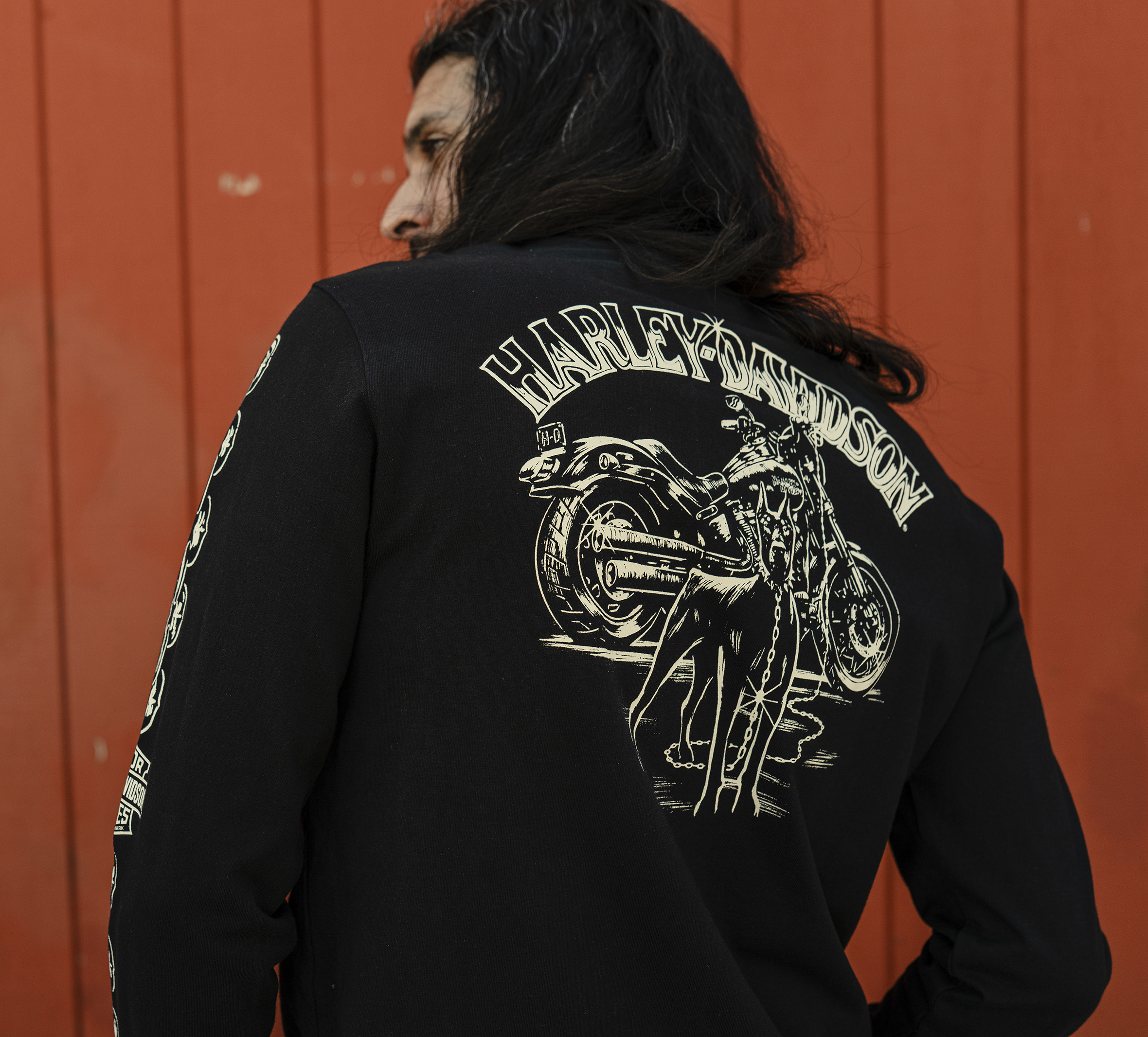 バイクウェア・装備 HARLEY-DAVIDSON REBEL WITH A CAUSE Tee Men's Chopper Chain Heavyweight Long Sleeve Graphic Tee | Harley