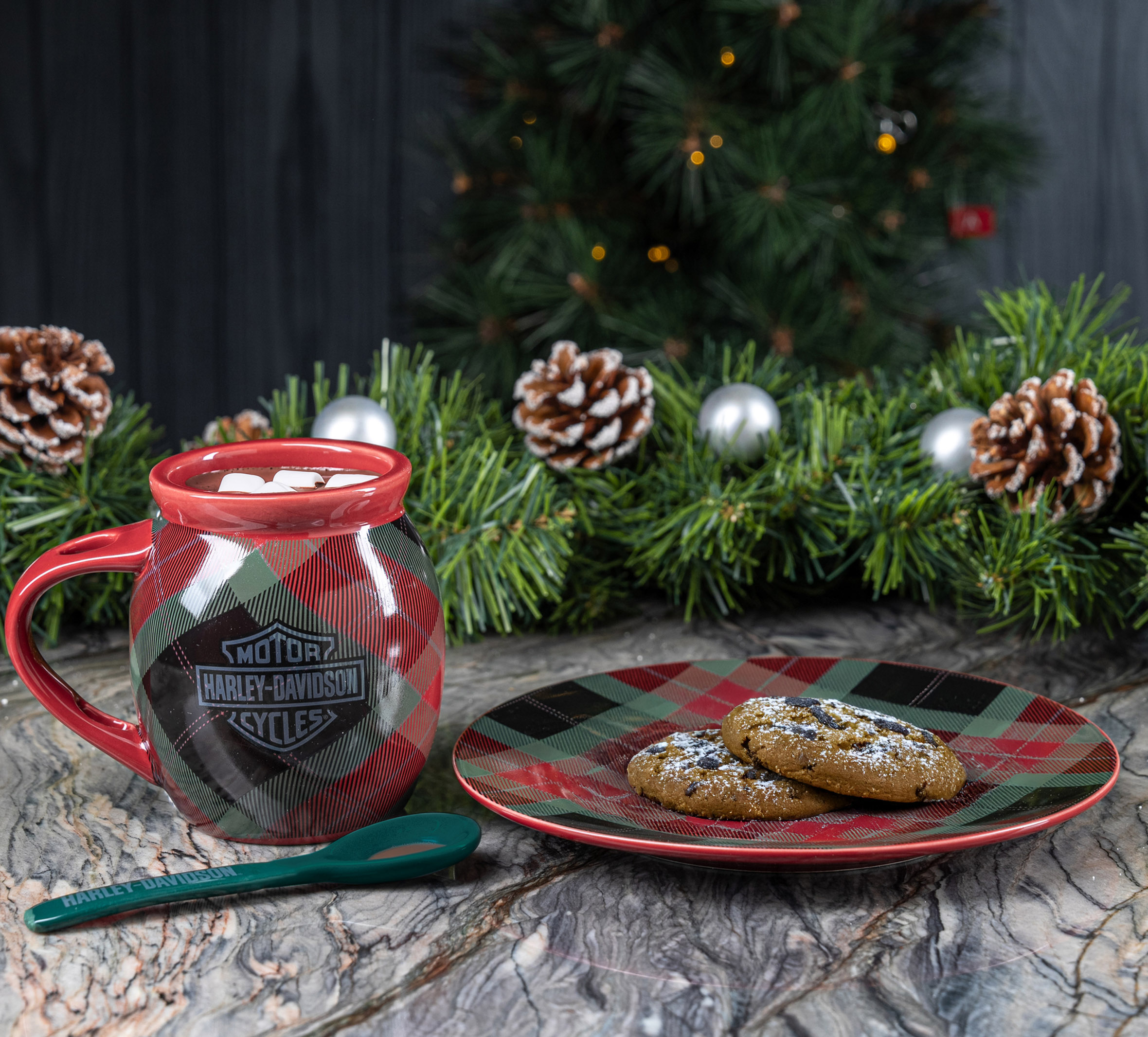 Holiday Plaid Cocoa Mug Set of 3