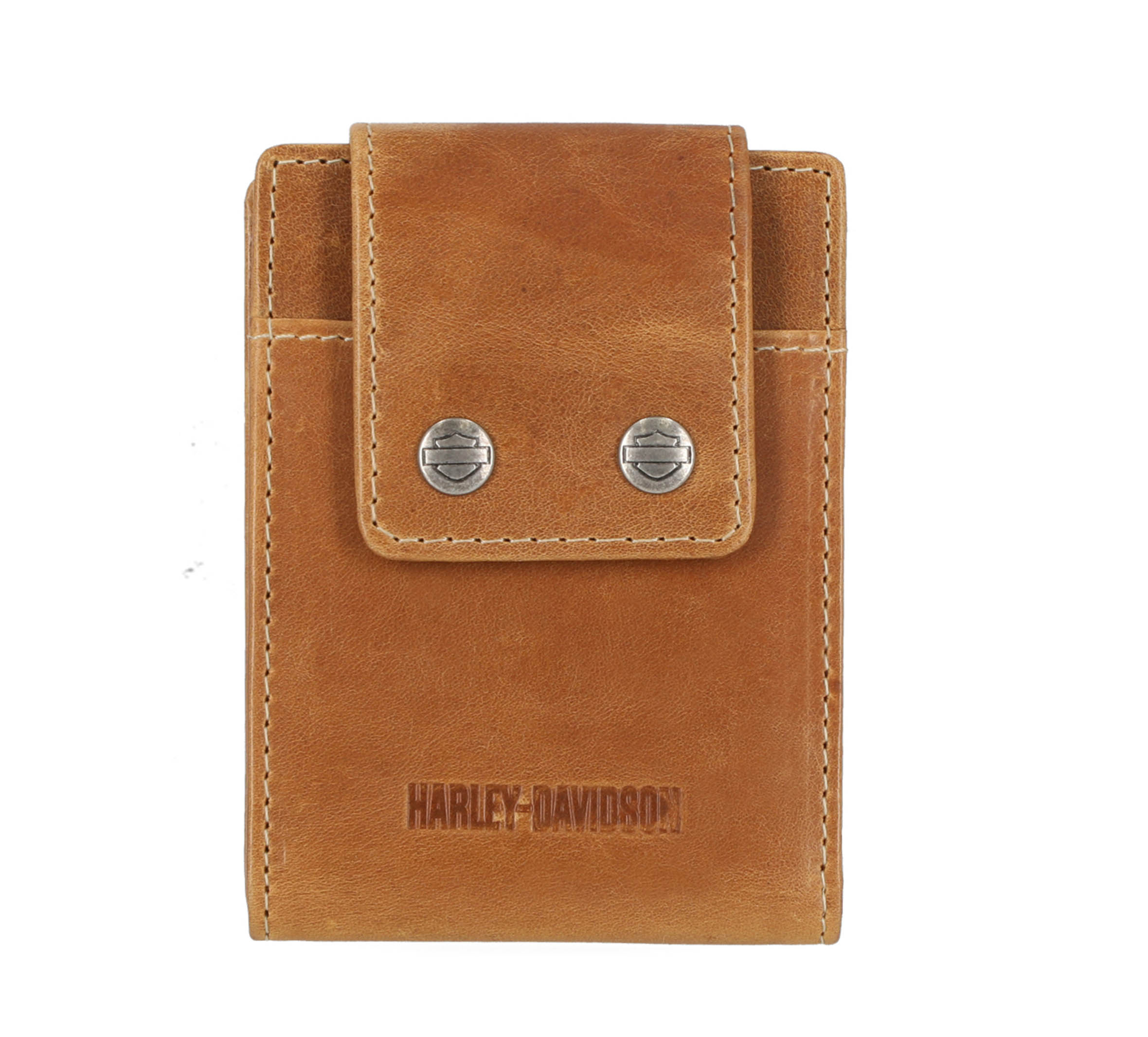 Men's Smooth Grain Snap Leather Front Pocket Bifold Wallet