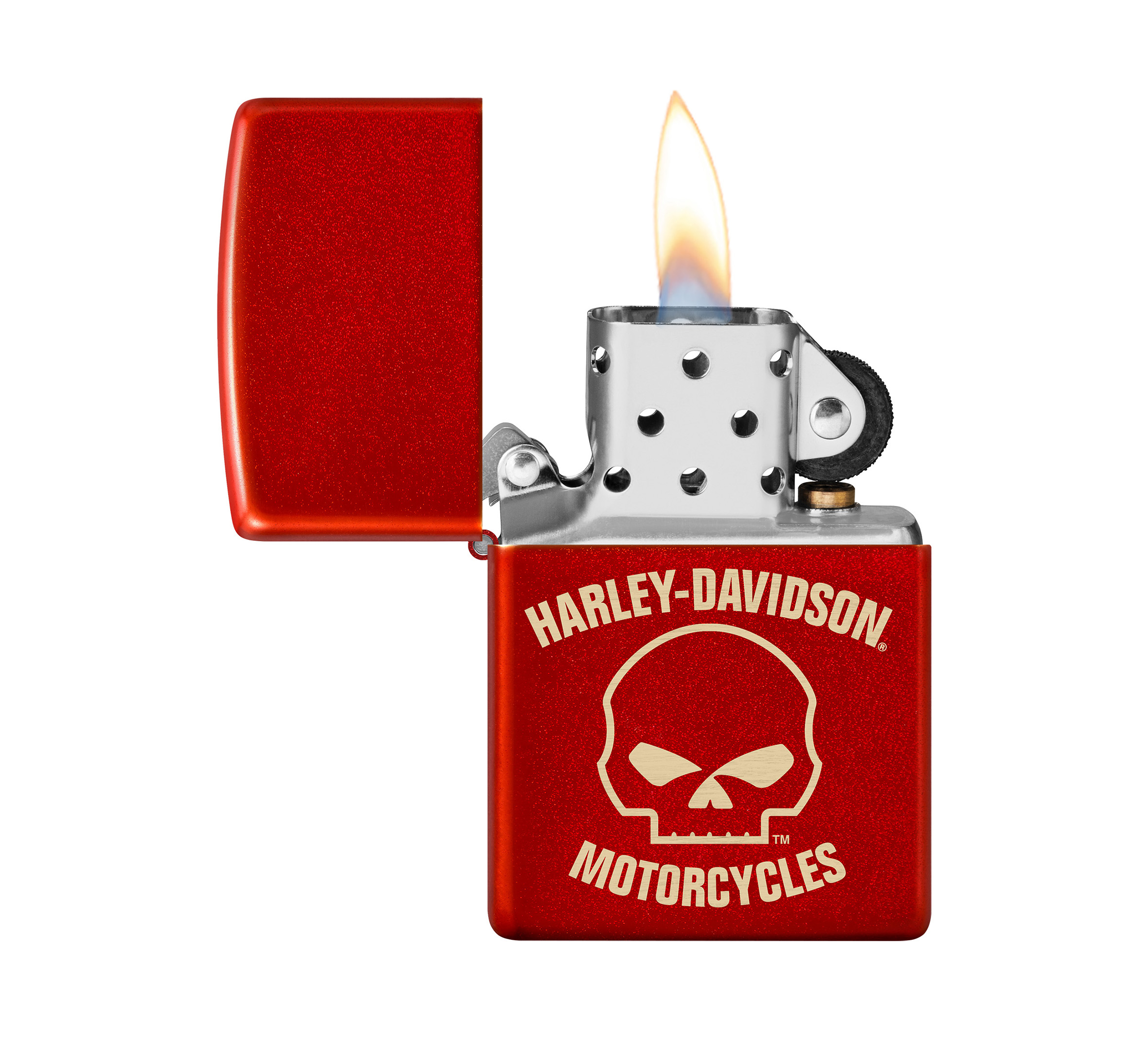 Harley Davidson Willie G Skull Laser Metallic Red Windproof Lighter