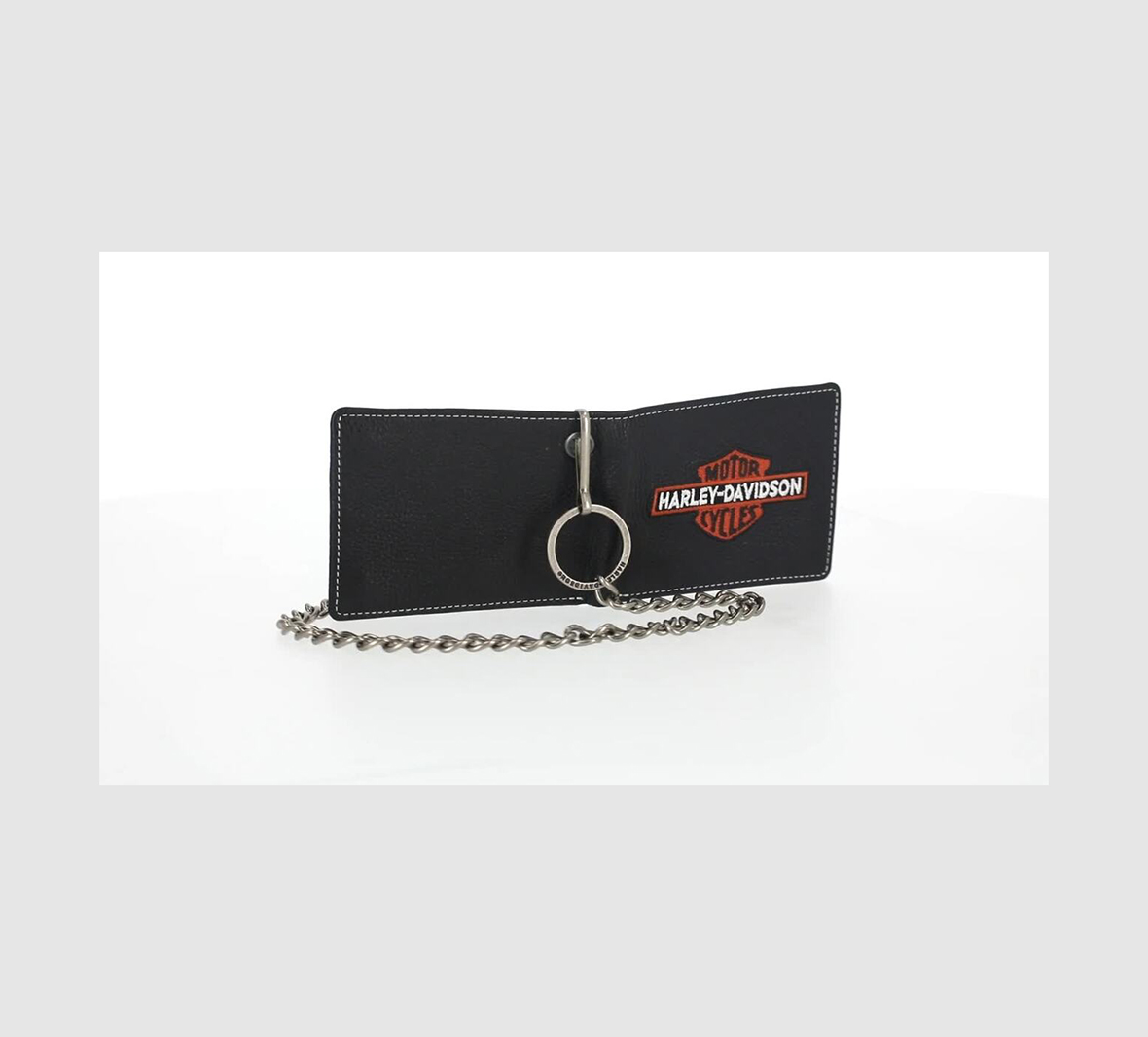 Bar & Shield Embroidered Bifold Wallet with Chain