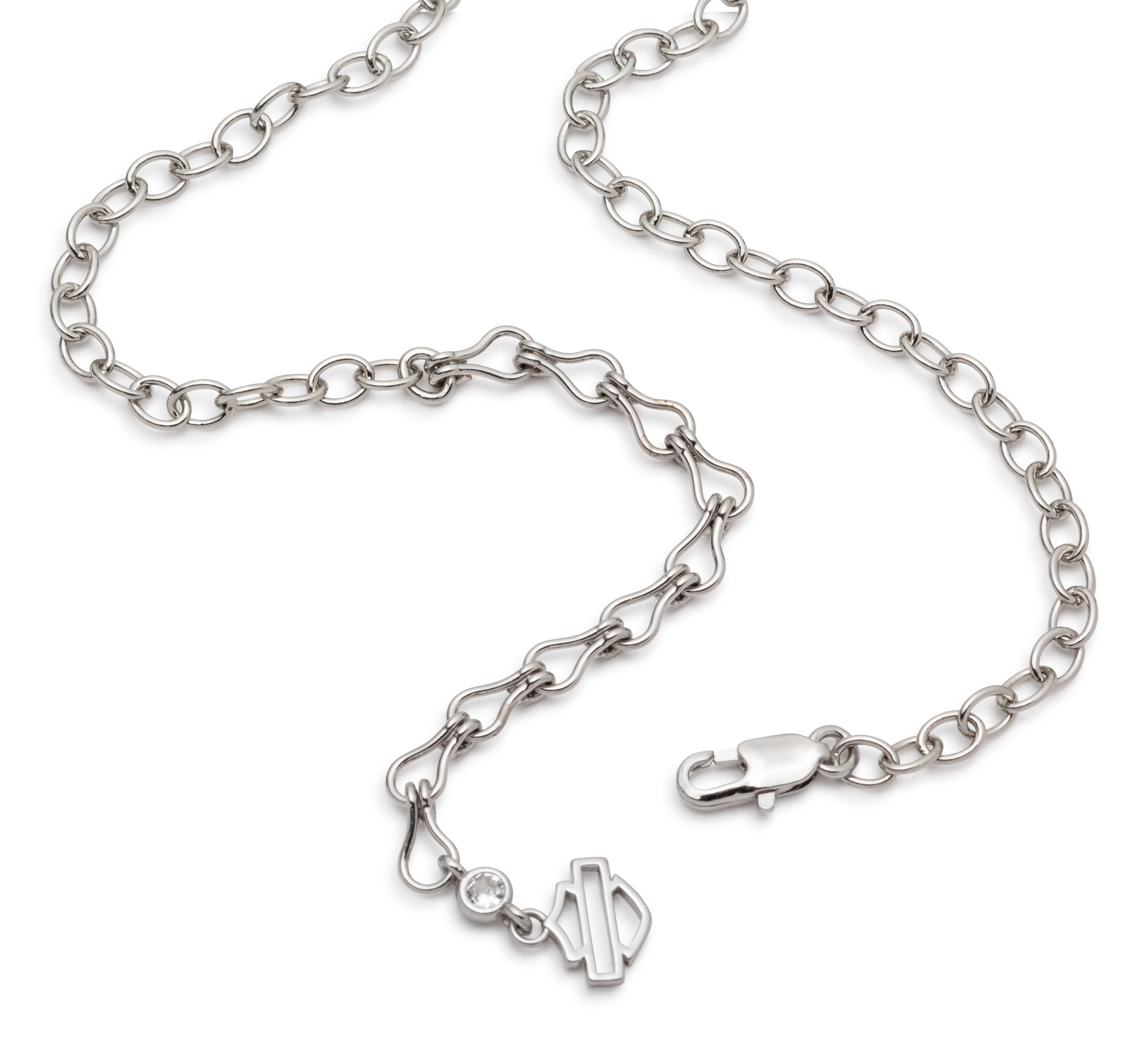 Women's 24" Two-Tone Bar & Shield Lock and Key Pendant