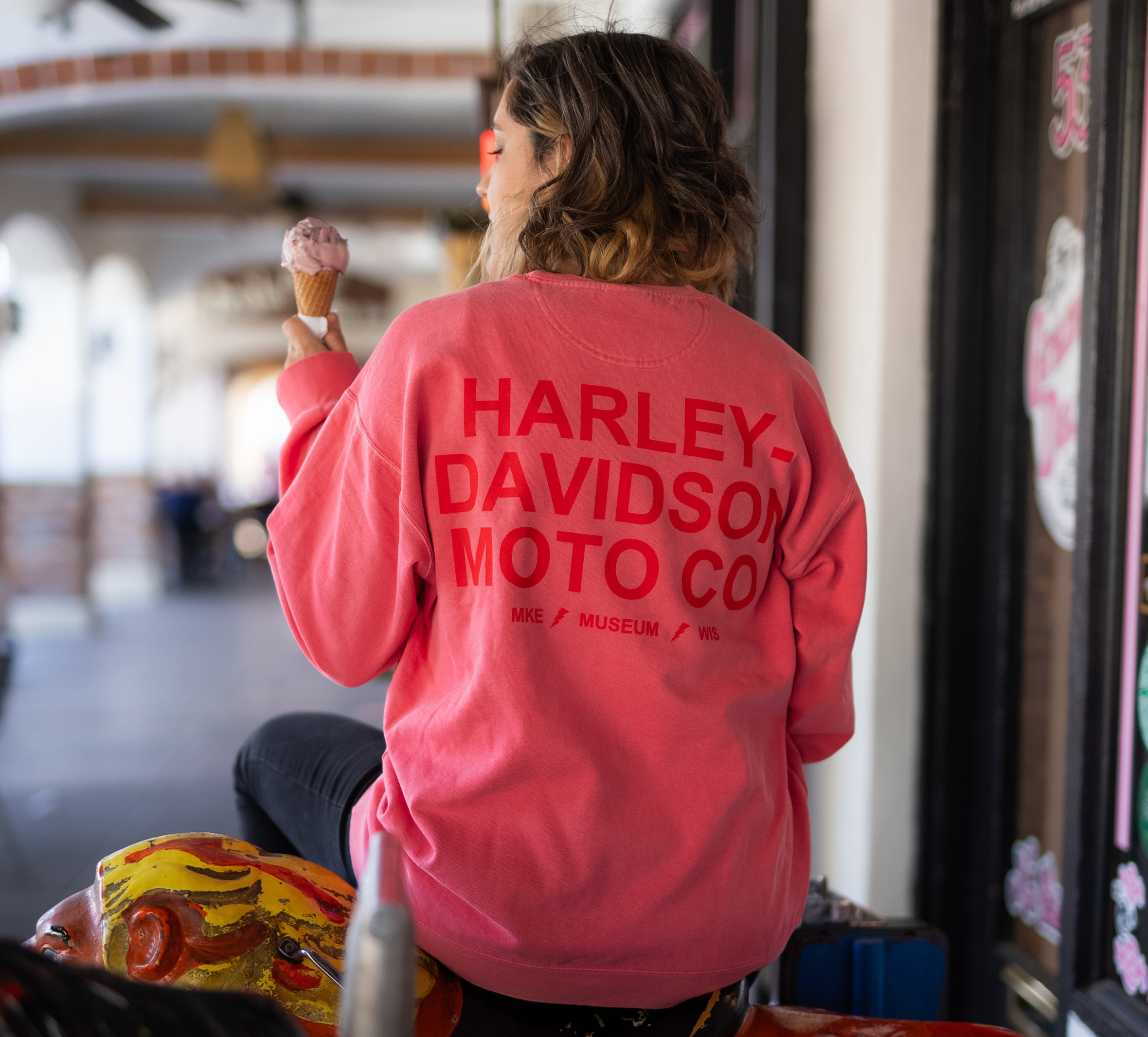 Women's Oversized H-D Moto Co. Print Crew