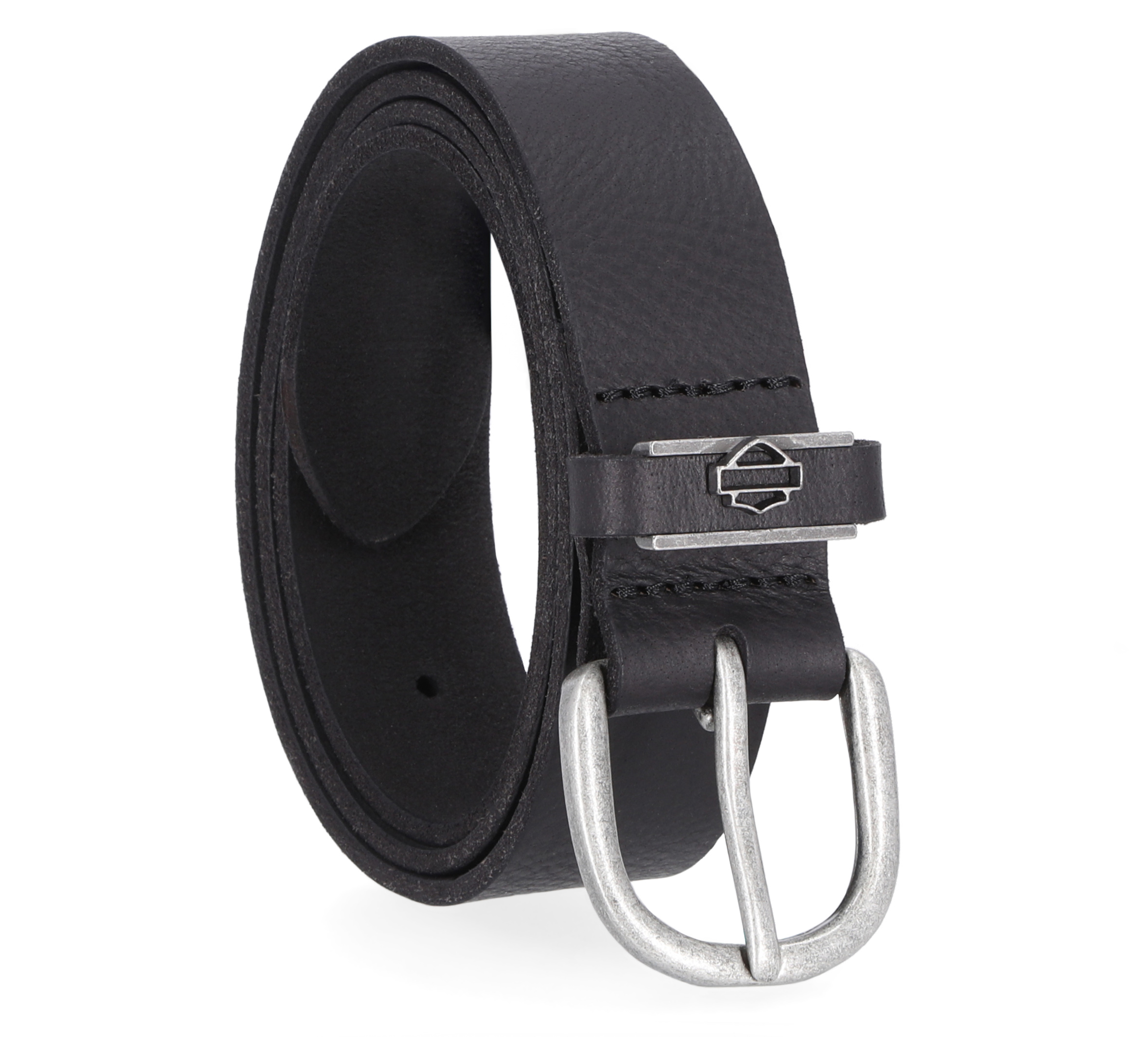 Metal Bar & Shield Detail Keeper Belt