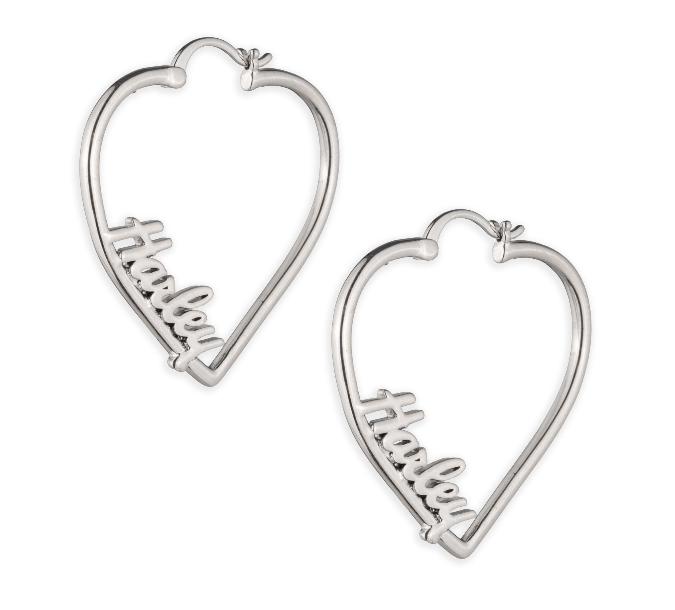 Women's Harley Script Heart Hoop Earrings | Harley-Davidson USA